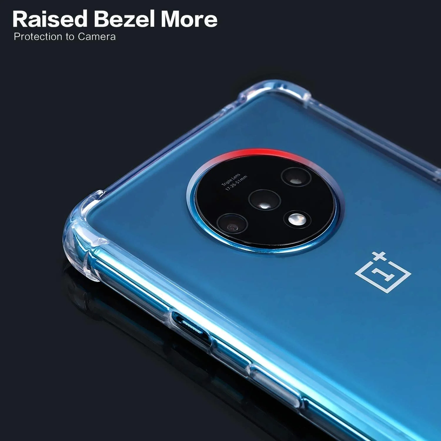 DL3 Mobilak Case Compatible with OnePlus 7T, Cover Silicone TPU Gorilla Anti-shock Protector Camera Shockproof Corners For OnePlus 7T - Clear