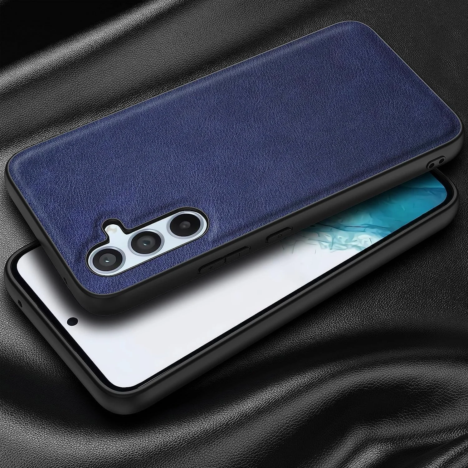 DL3 Mobilak Faux Leather Protective Case for Samsung Galaxy S23 Fe with Camera Protection and Shockproof Design - Blue