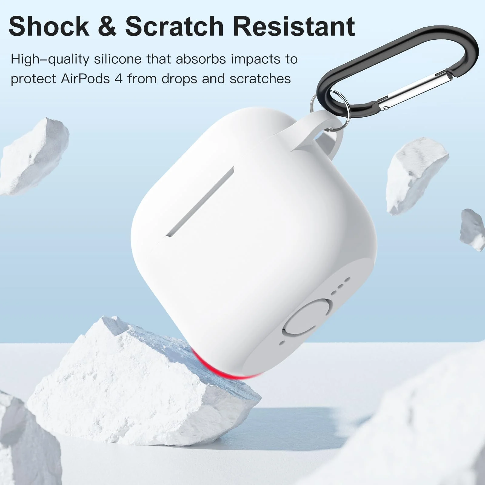 DL3 Mobilak Compatible with AirPods 4 Case (2024), Soft Silicone Full Protective Case Cover with Keychain, For Apple AirPods 4th Generation for Women Men - White