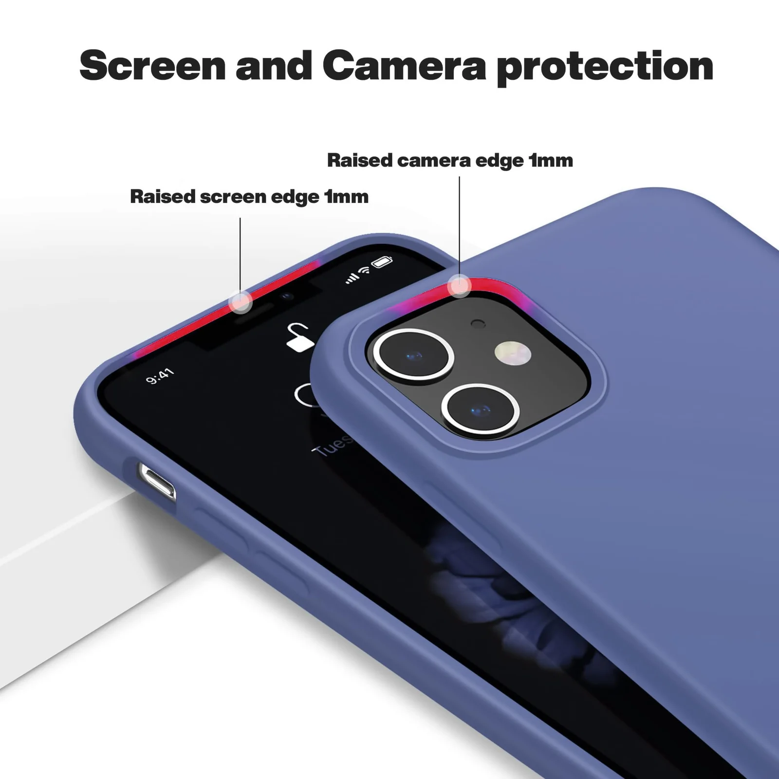 DL3 Mobilak Compatible with iPhone 11 (6.1 Inch) Case, Liquid Silicone Case, Full Body Protective Cover, Shockproof, Slim Phone Case, Anti-Scratch Soft Microfiber Lining - Lavender Blue
