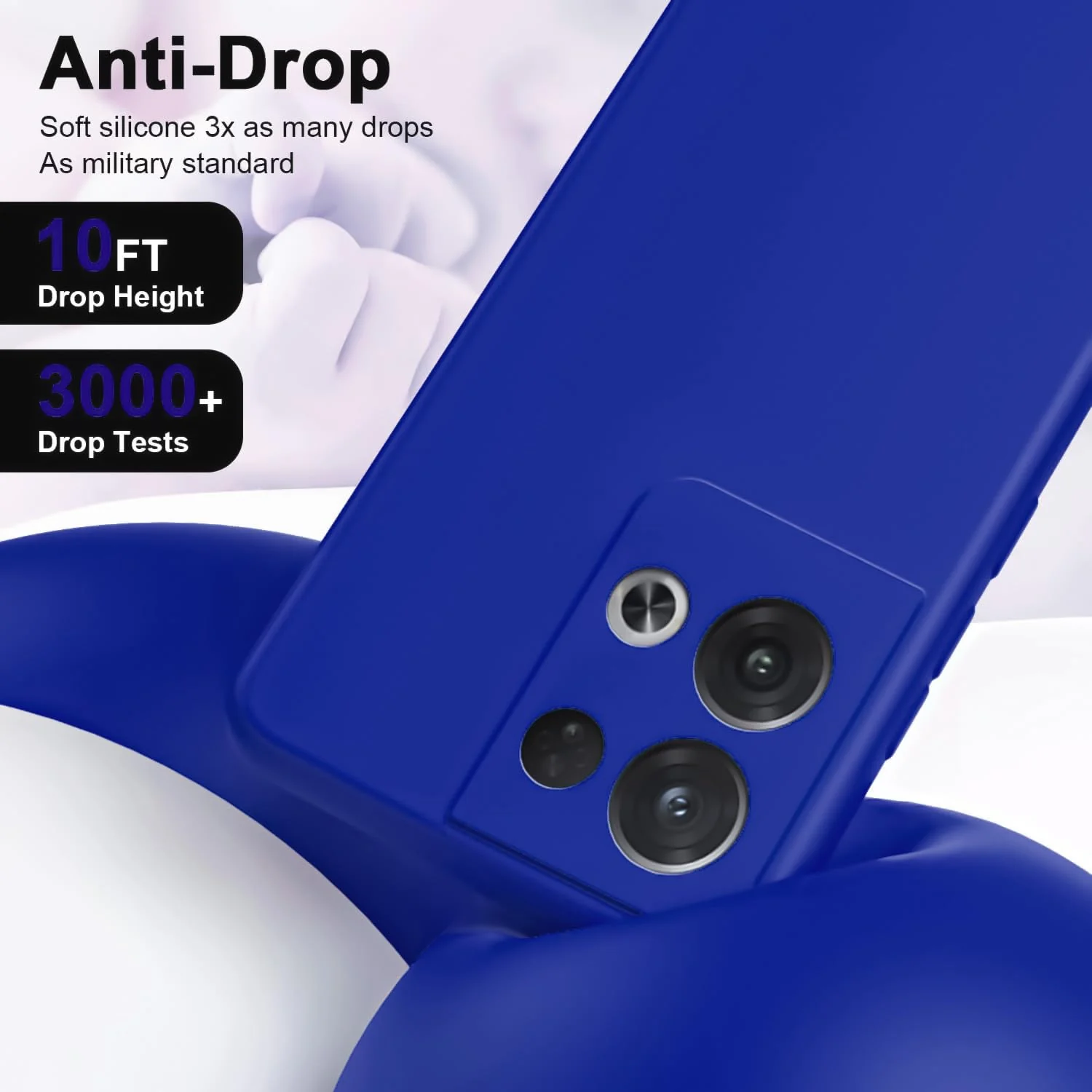 DL3 Mobilak Liquid Silicone Protective Case with Soft Microfiber Lining with Full Camera Protection for OPPO Reno 8 Pro 5G / Reno8 Pro+ Plus 5G - Pepsi