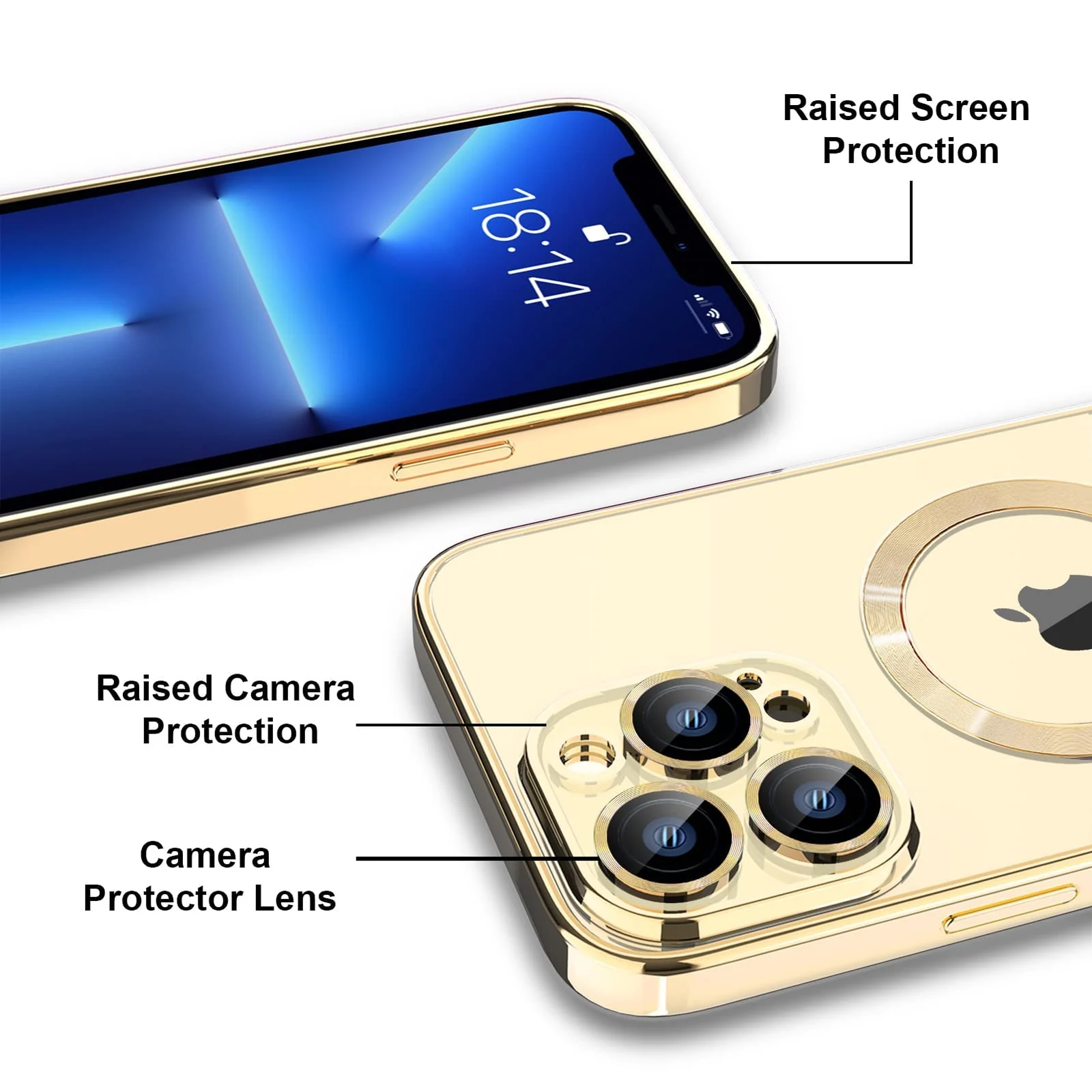 DL3 Mobilak Clear MagSafe-Compatible TPU Case and Camera Lens Protector for iPhone 12 (6.1 Inch) - Gold