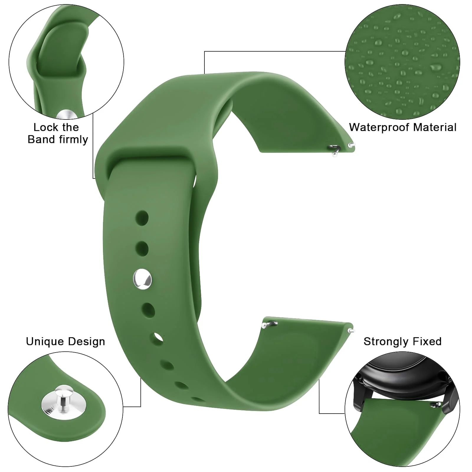 DL3 Mobilak Straps Compatible with Xiaomi Redmi Watch 5 Active/Redmi Watch 5 Lite Bracelets for Men Women, 22mm Soft Silicone Strap, Waterproof Adjustable Band Sports Replacement - Army Green