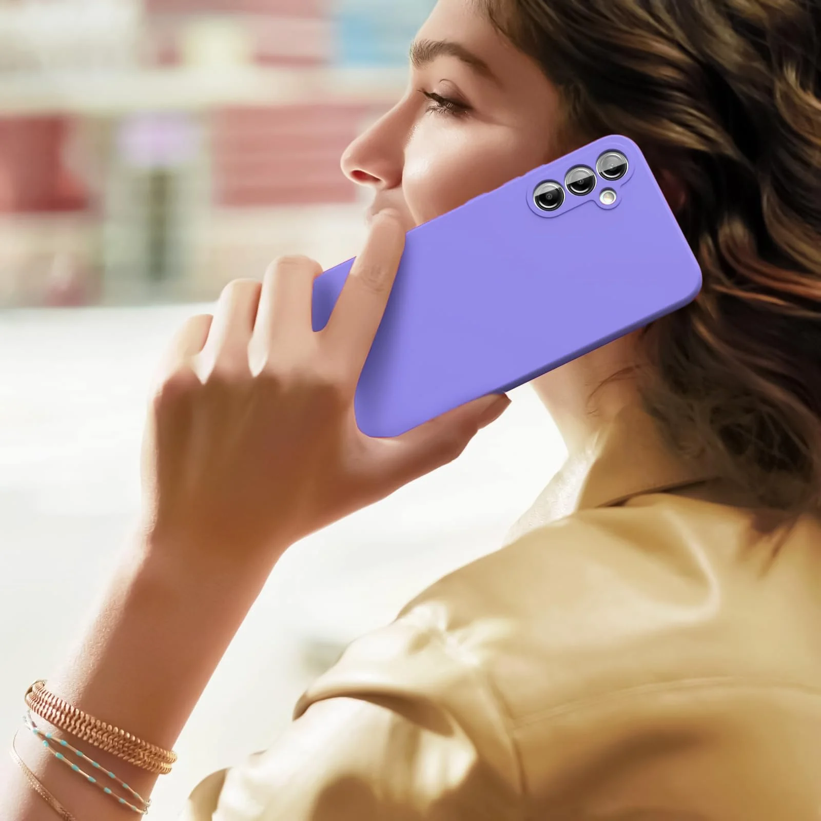 DL3 Mobilak Samsung Galaxy A15 Case, Soft Flexible Silicone Gel Rubber Bumper Cover, Full Body Shockproof Protective Phone Case - Light Purple