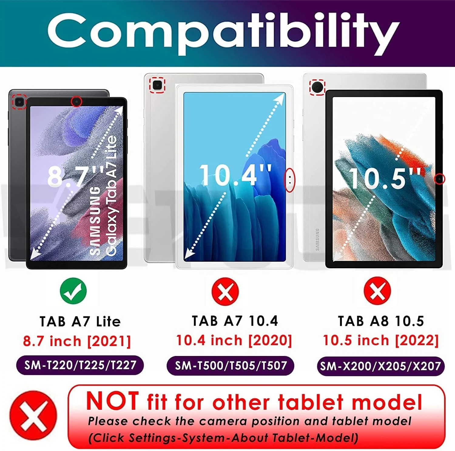 DL3 Mobilak Protective Cover for Samsung Galaxy Tab A7 Lite (SM-T220/T225), 360° Rotatable Smart Stand, Leather Folio Flip Cover with Multi-Angle Viewing, Auto Wake Sleep - Red