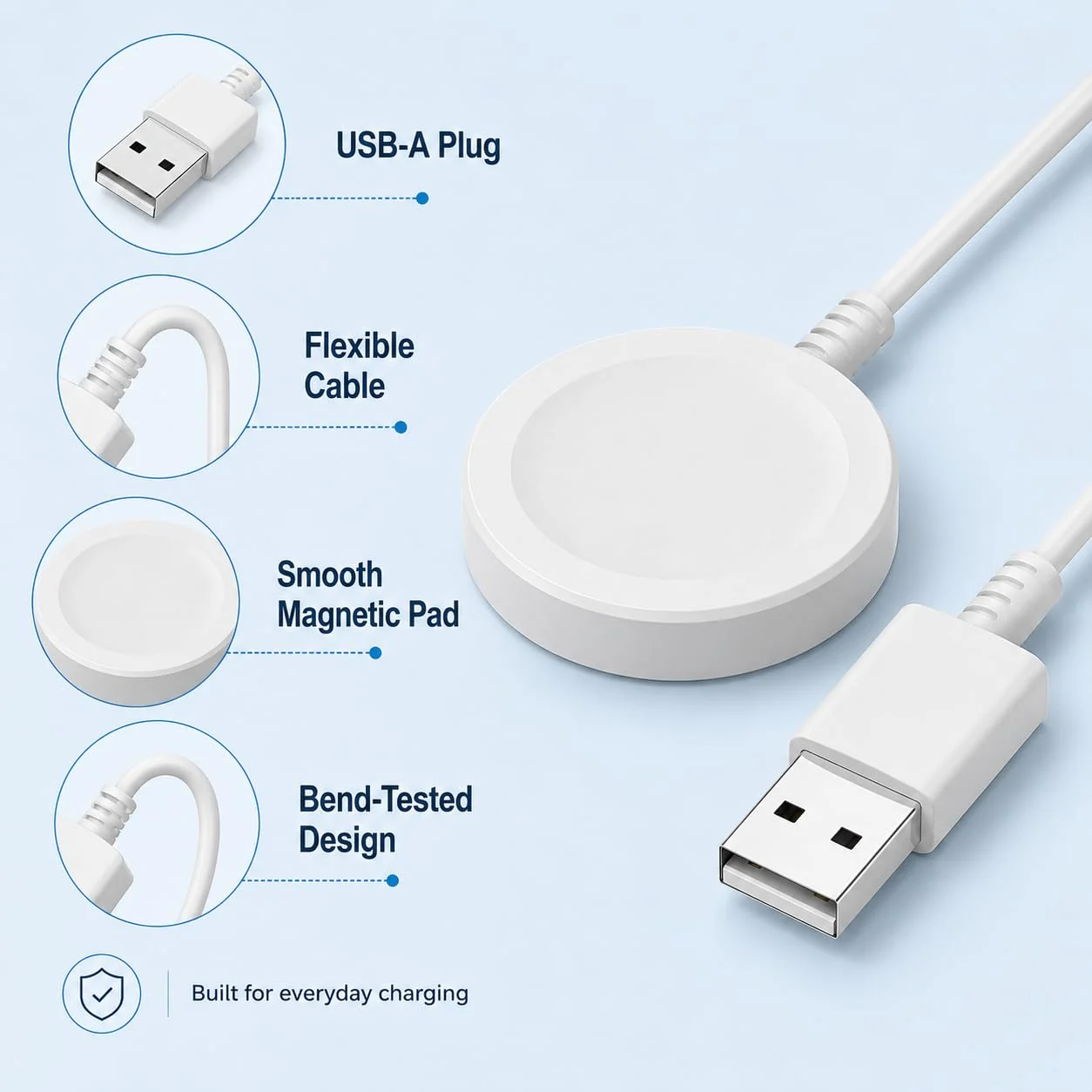 DL3 Mobilak 2025 Upgraded for Apple Watch Charger Magnetic Fast Charging Cable [Portable] Magnetic Wireless Charging Compatible with iWatch Series Ultra/10/9/8/7/6/SE/5/4/3/2- [1M] - White