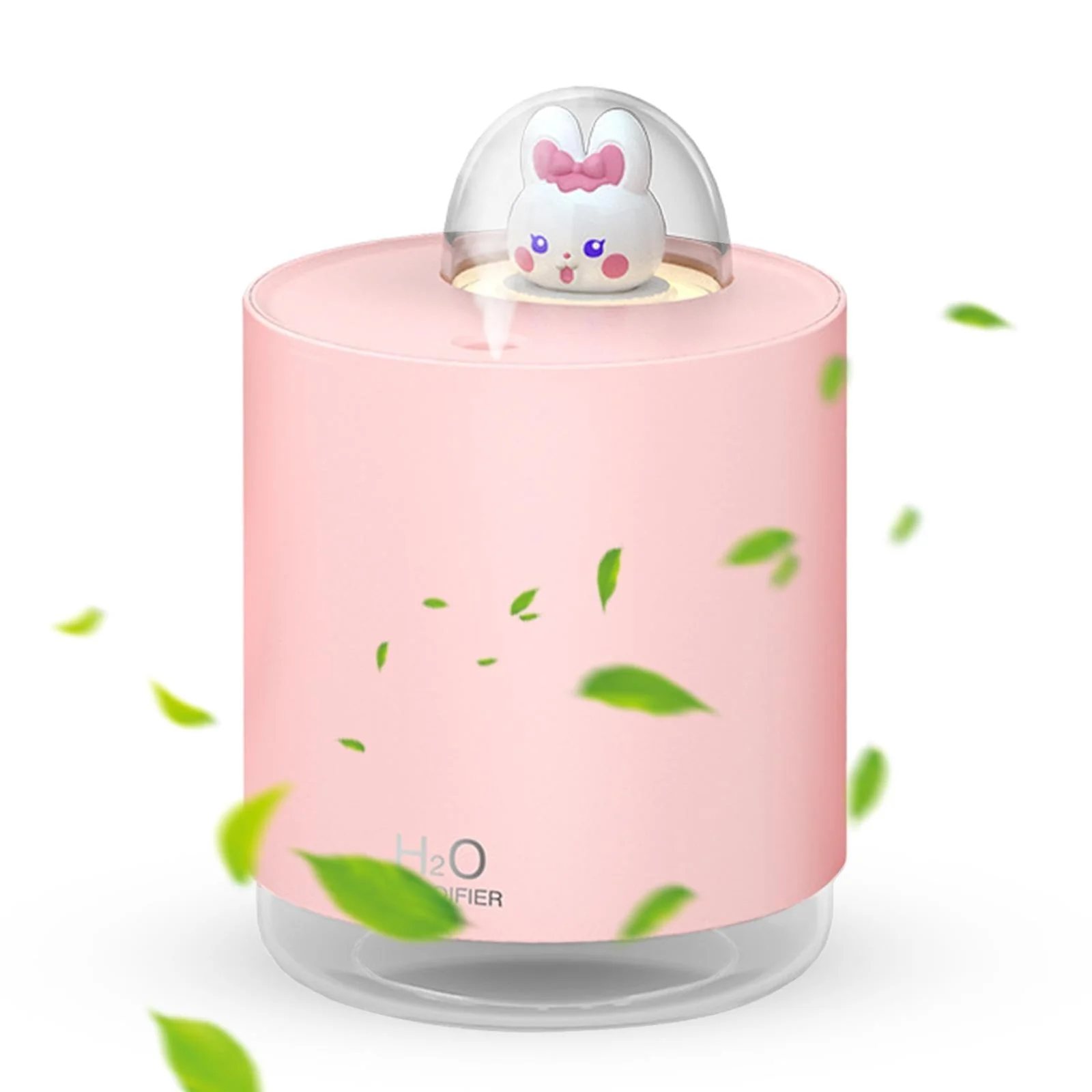 Mobigon Wood Cool Mist Ultrasonic Humidifier for Room Moisture, Aroma Diffuser for Home, 300ml Essential Oil Diffuser with 7 Colorful Night Light, Auto Shut-Off, Home, Office, car - C.Pink
