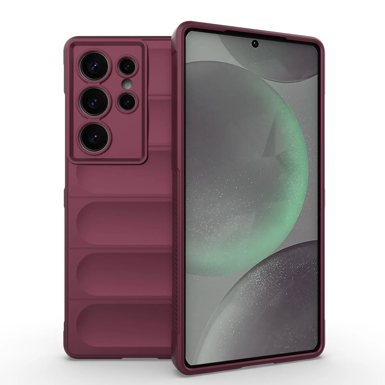 DL3 Mobilak Flexible Silicone and TPU Protective Case with Camera Protection for Samsung Galaxy S25 Ultra - Wine Red