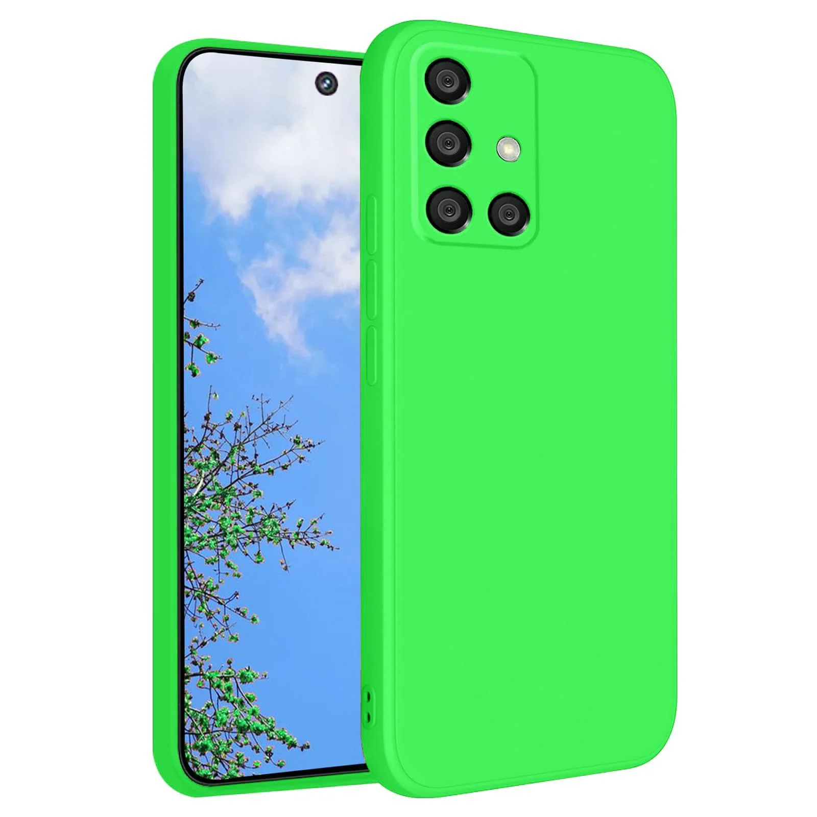 DL3 Mobilak Samsung Galaxy A51 Case, Soft Flexible Silicone Gel Rubber Bumper Cover, Full Body Shockproof Protective Phone Case - Neon Green