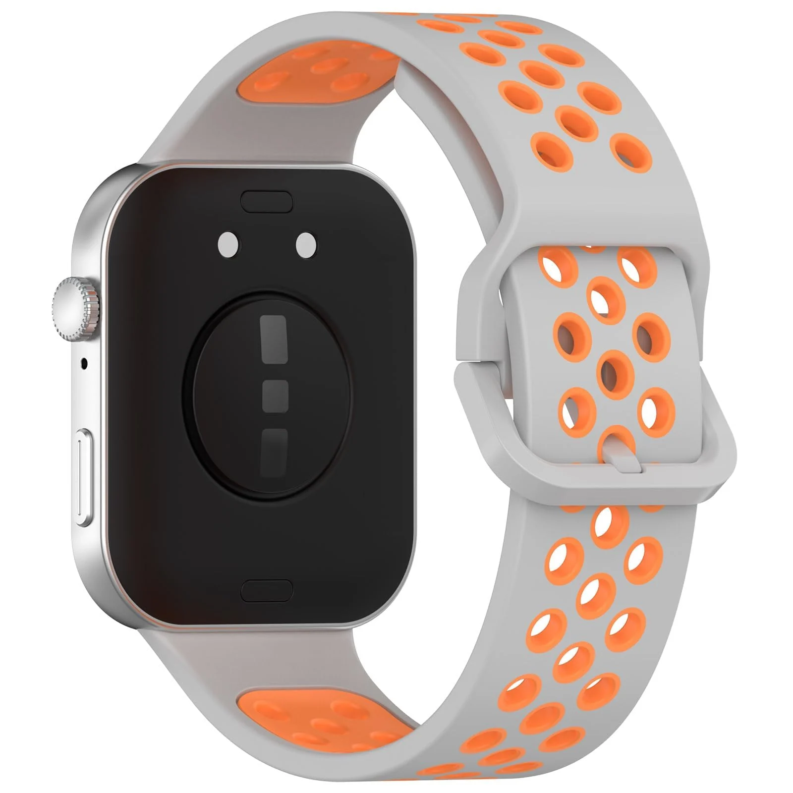 DL3 Mobilak Silicone Strap for Huawei Watch Fit 3, [Breathable] Soft Silicone Sport Wristband Bracelet Replacement Strap, Two-tone Strap, Adjustable Design, for Huawei Watch Fit3 - Gray Orange
