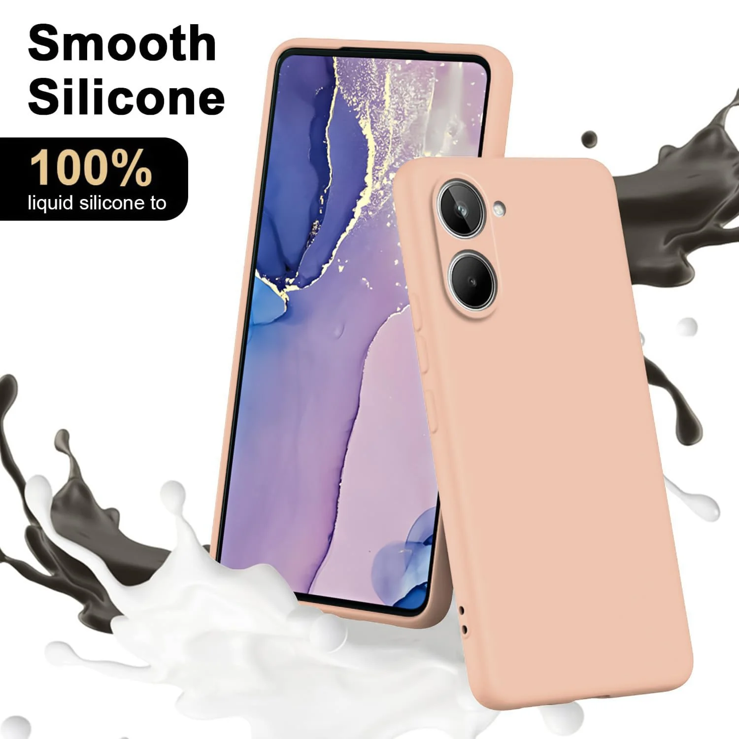 DL3 Mobilak Liquid Silicone Protective Case for realme 10 4G with Microfiber Lining and Shockproof Design - Light Orange