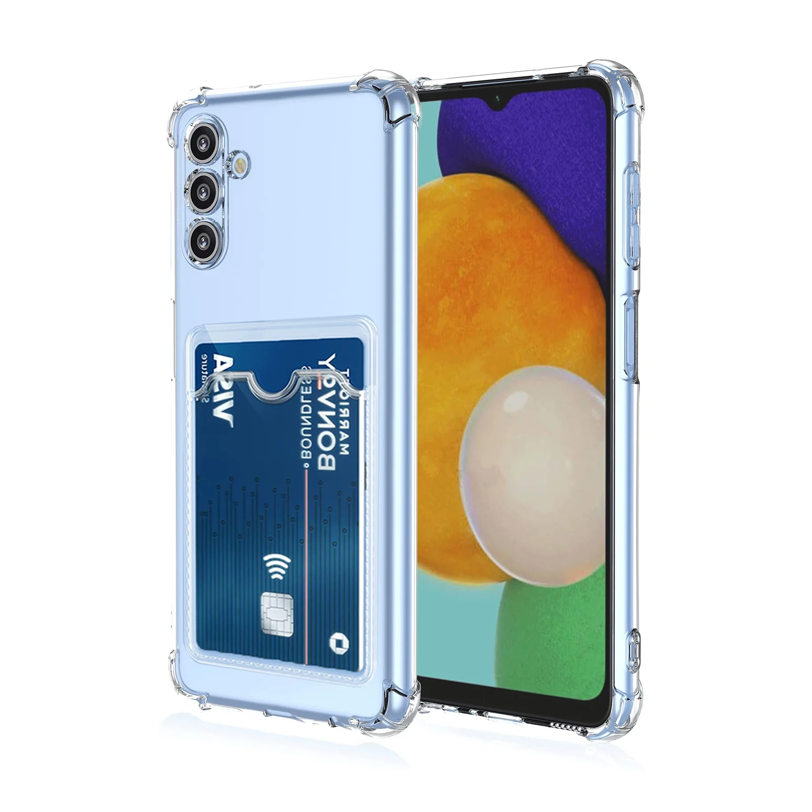 DL3 Mobilak Clear TPU Wallet Case with Card Slot and Camera Protection for Samsung Galaxy A13 5G / Galaxy A04S - Transparent