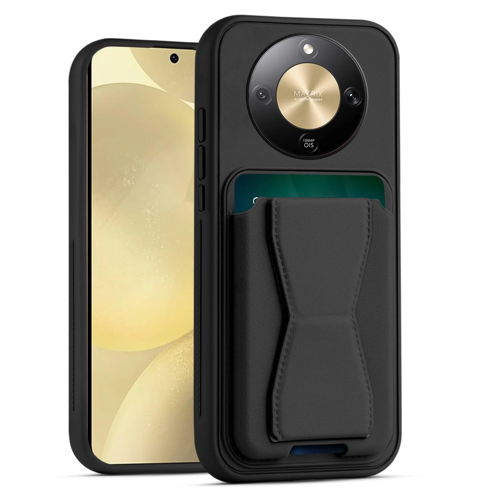 DL3 Mobilak Leather Wallet Case with Card Slot for Honor X9D / Magic 8 Lite / X70 with Camera Protection and Shockproof Design - Black
