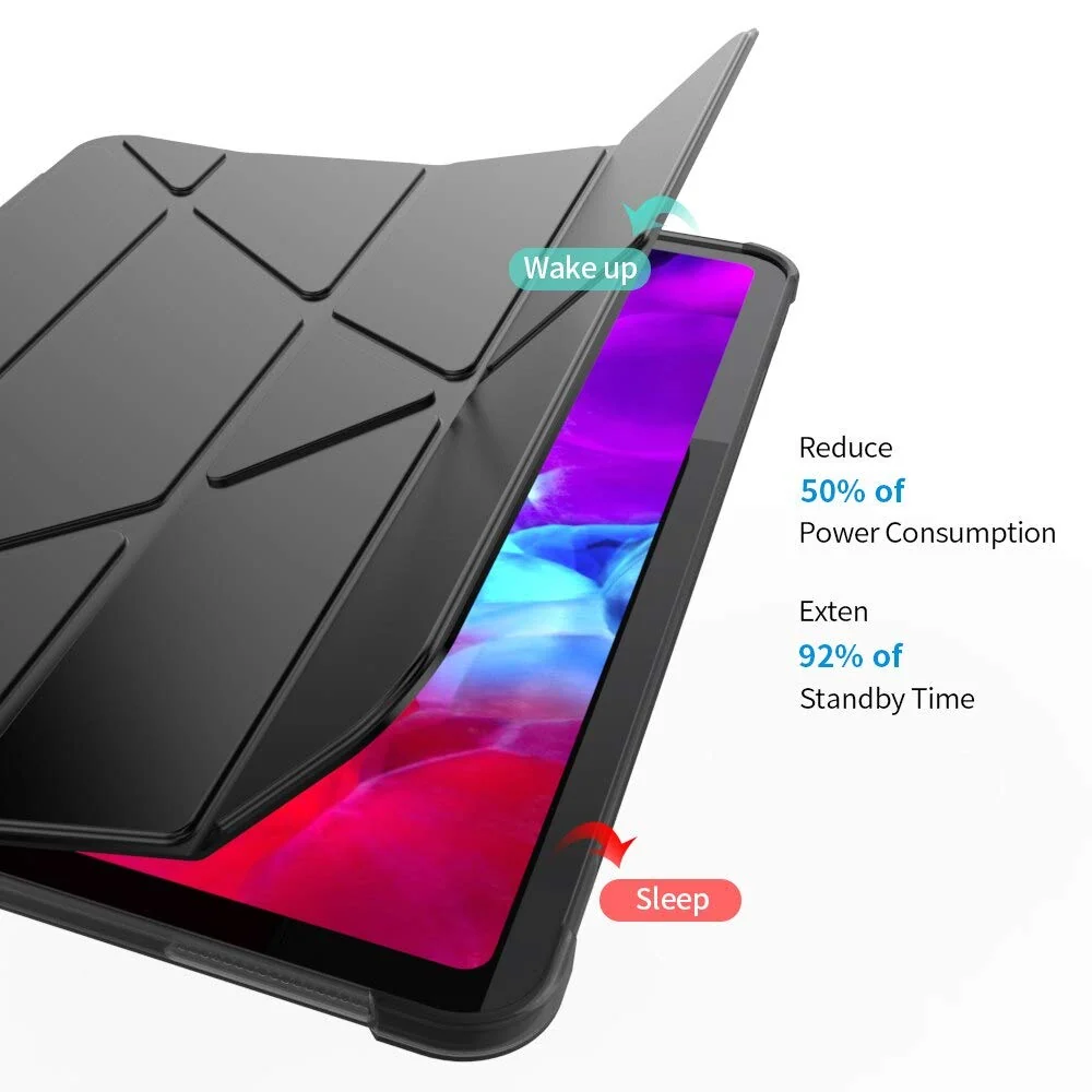 DL3 Mobilak Case For iPad 10th Generation 2022 10.9 Inch with Pencil Holder, iPad 10 [Support Touch ID] Flexible TPU Back Shell Smart Trifold Stand Protective Cover Auto Wake/Sleep - A. Black