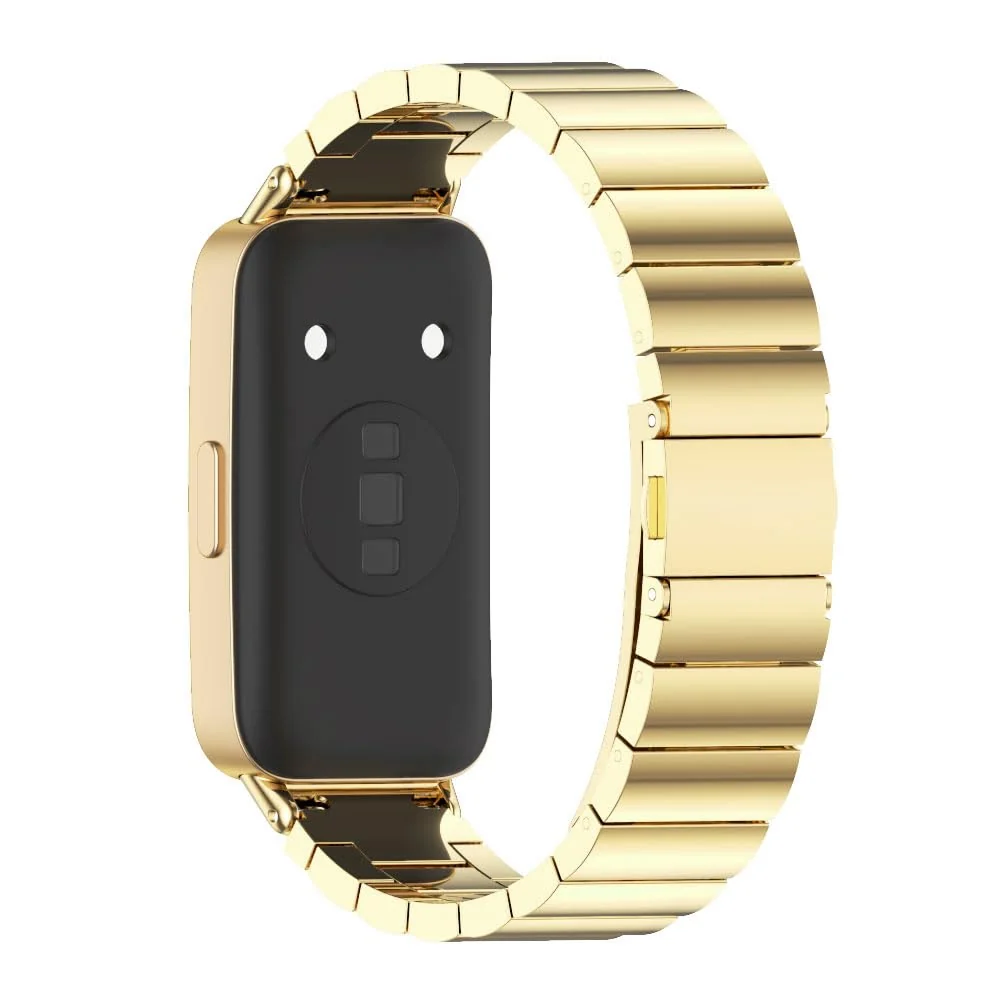 DL3 Mobilak Metal Strap Compatible with HUAWEI Band 10 / HUAWEI Band 9 / HUAWEI Band 8, Stainless Steel Replacement Band with Folding Clasp, Adjustable Replacement Bracelet Wristband - Gold