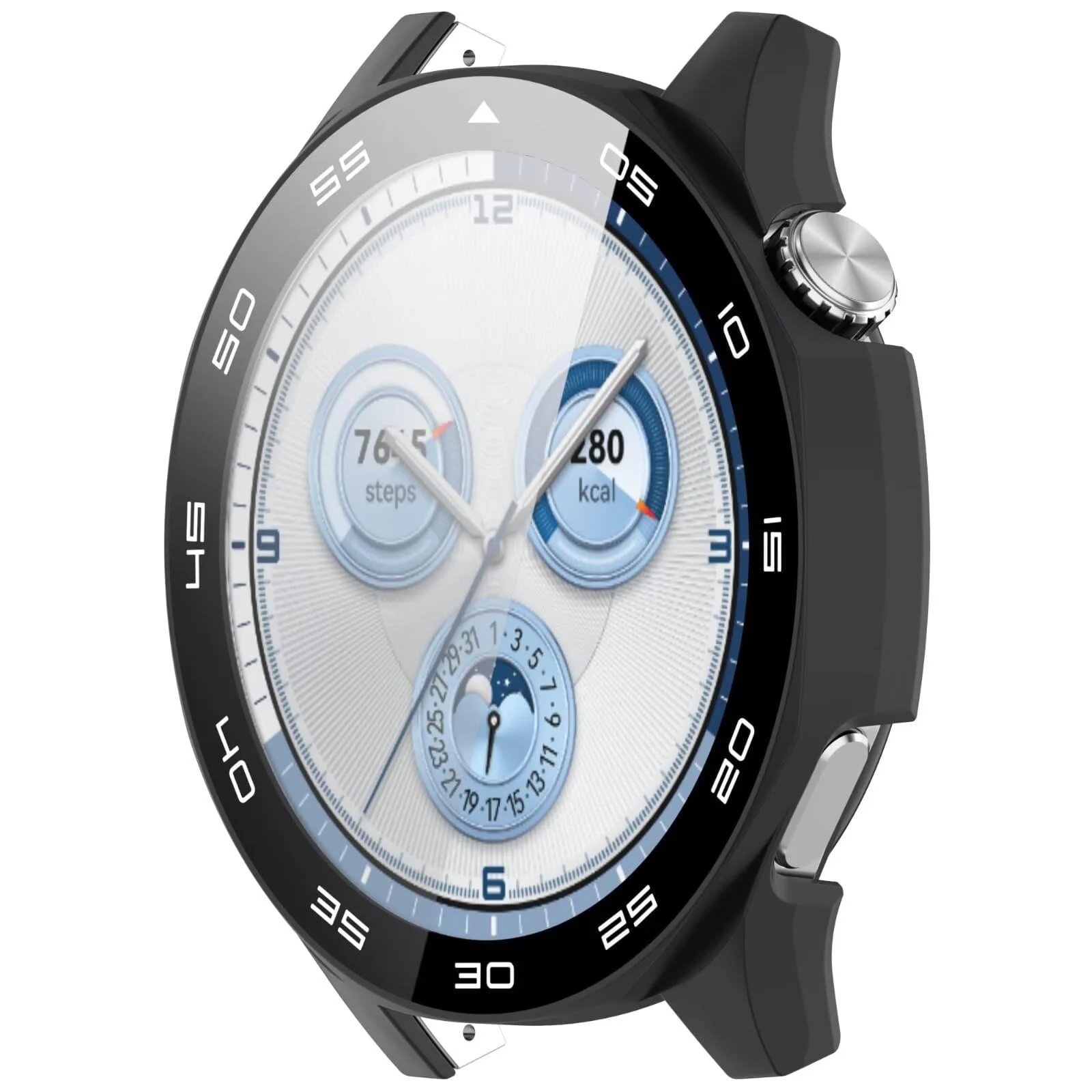 DL3 Mobilak Protective Case for Huawei Watch GT 5 46mm, Hard PC Bumper Cover with Built-in Tempered Glass Screen Protector Shell Cover Full Coverage Scratchproof with Scale - Black