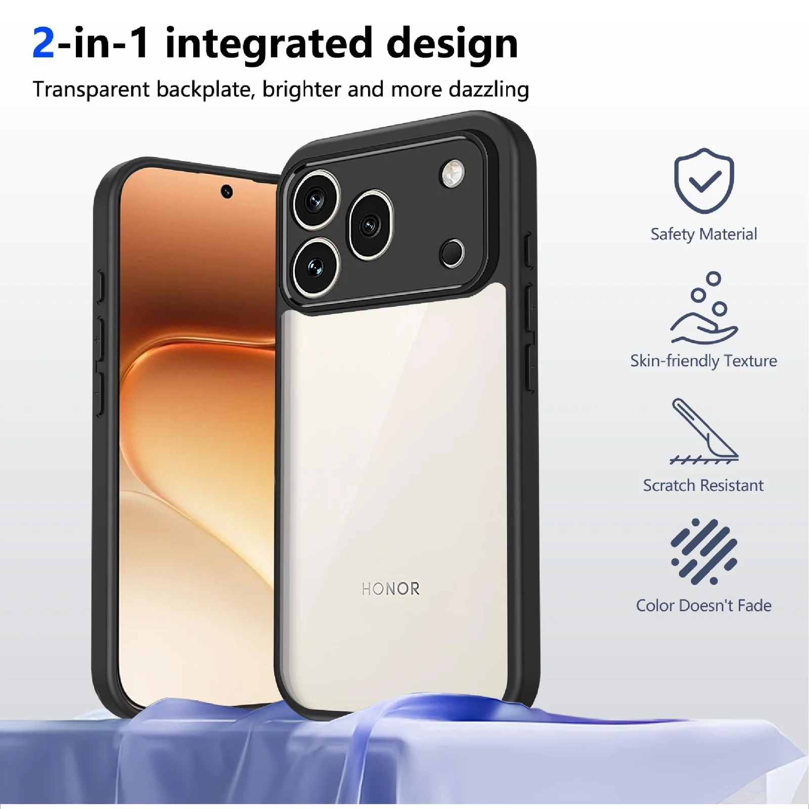 DL3 Mobilak Clear TPU Case for Honor 600 Pro 5G, Camera protection, Shock-absorbing protection, Scratch-resistant surface - Black