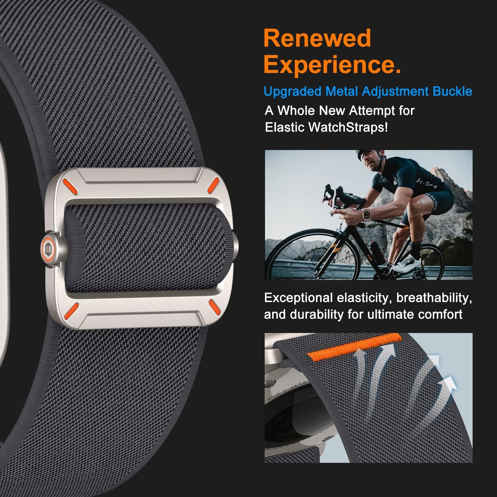 DL3 Mobilak Strap Compatible with Apple Watch Ultra/Ultra 2 Strap 49mm 46mm 45mm 44mm 42mm, Nylon Sport Band for iWatch Ultra SE Series 10 9 8 7 6 5 4 3 2 1, Men - Dark Gray