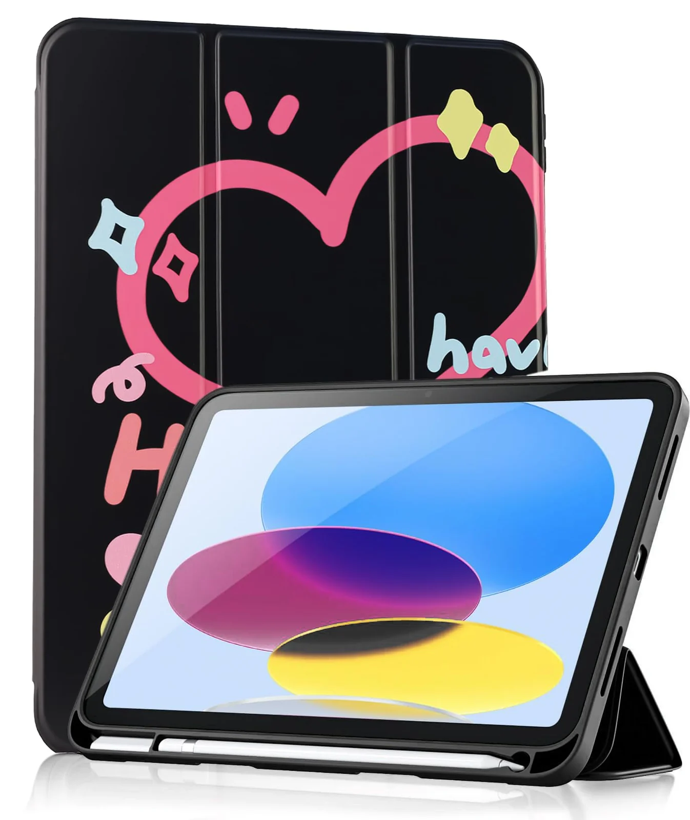 DL3 Mobilak iPad (A16) 11th Generation 11 Inch 2025/10th Generation 10.9 Inch 2022 with Pencil Holder, iPad 10 Flexible TPU Back Shell Smart Trifold Stand Protective Cover Auto Wake/Sleep - Style 2