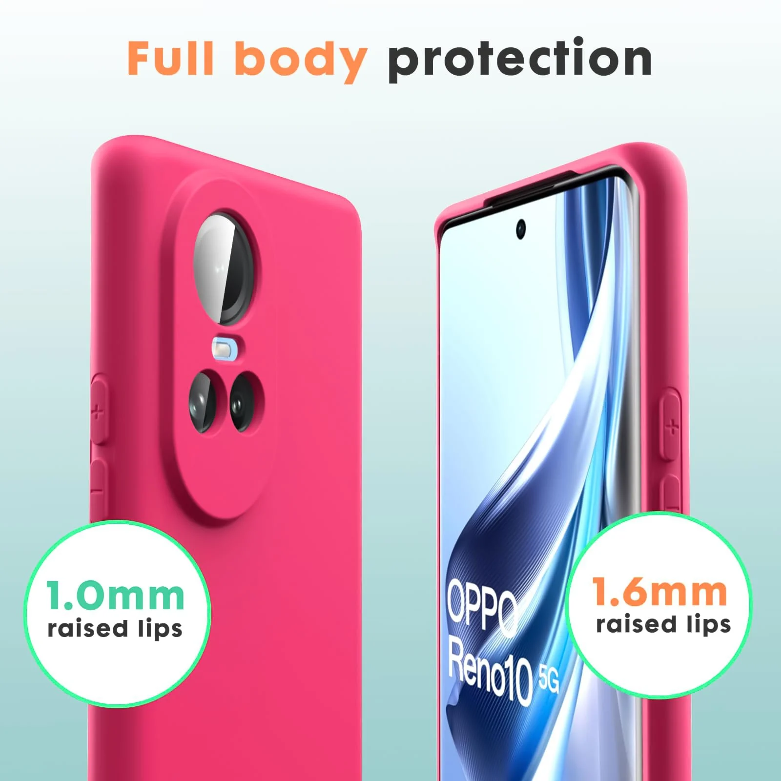 DL3 Mobilak OPPO Reno 10 5G / OPPO Reno 10 Pro 5G Case, Soft Flexible Liquid Silicone Gel Rubber Bumper Cover, Full Body Shockproof Protective Phone Case - Hot Pink