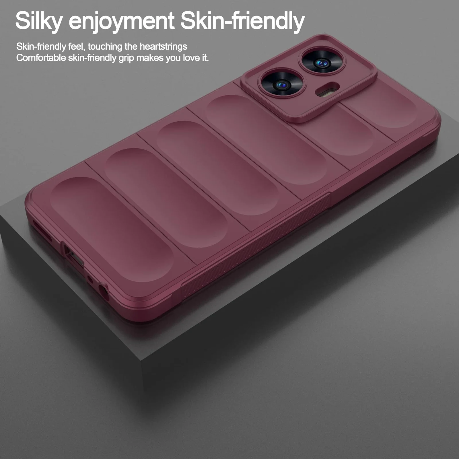 DL3 Mobilak Flexible Silicone and TPU Protective Case with Camera Protection for realme C55 / Narzo N55 - Wine Red