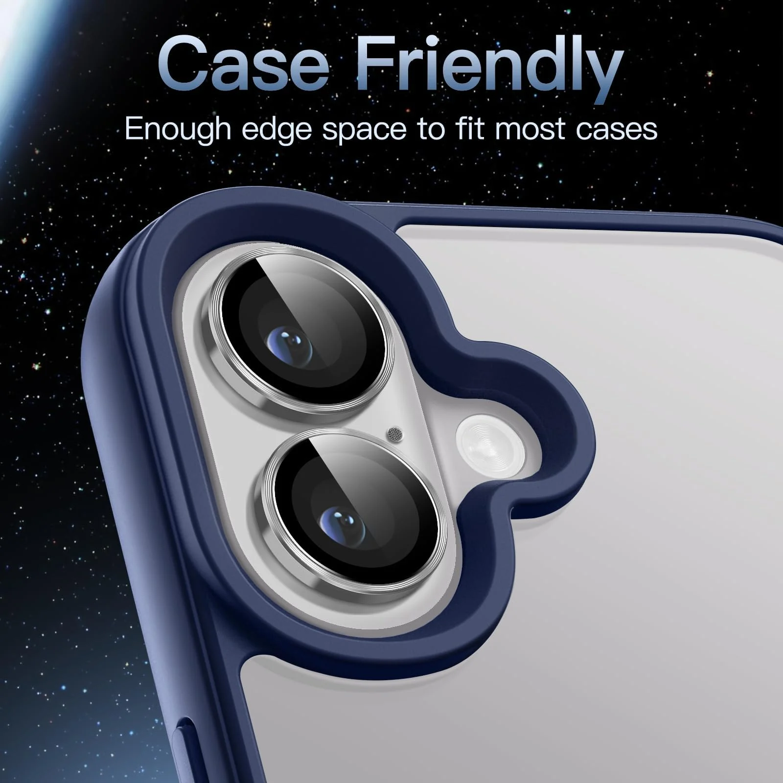 DL3 Mobilak Camera Lens Protector For iPhone 16/iPhone 16+ Plus, [Keep Original Shooting] Tempered Glass Screen Protector Metal Individual Camera Cover, Case Friendly - Silver