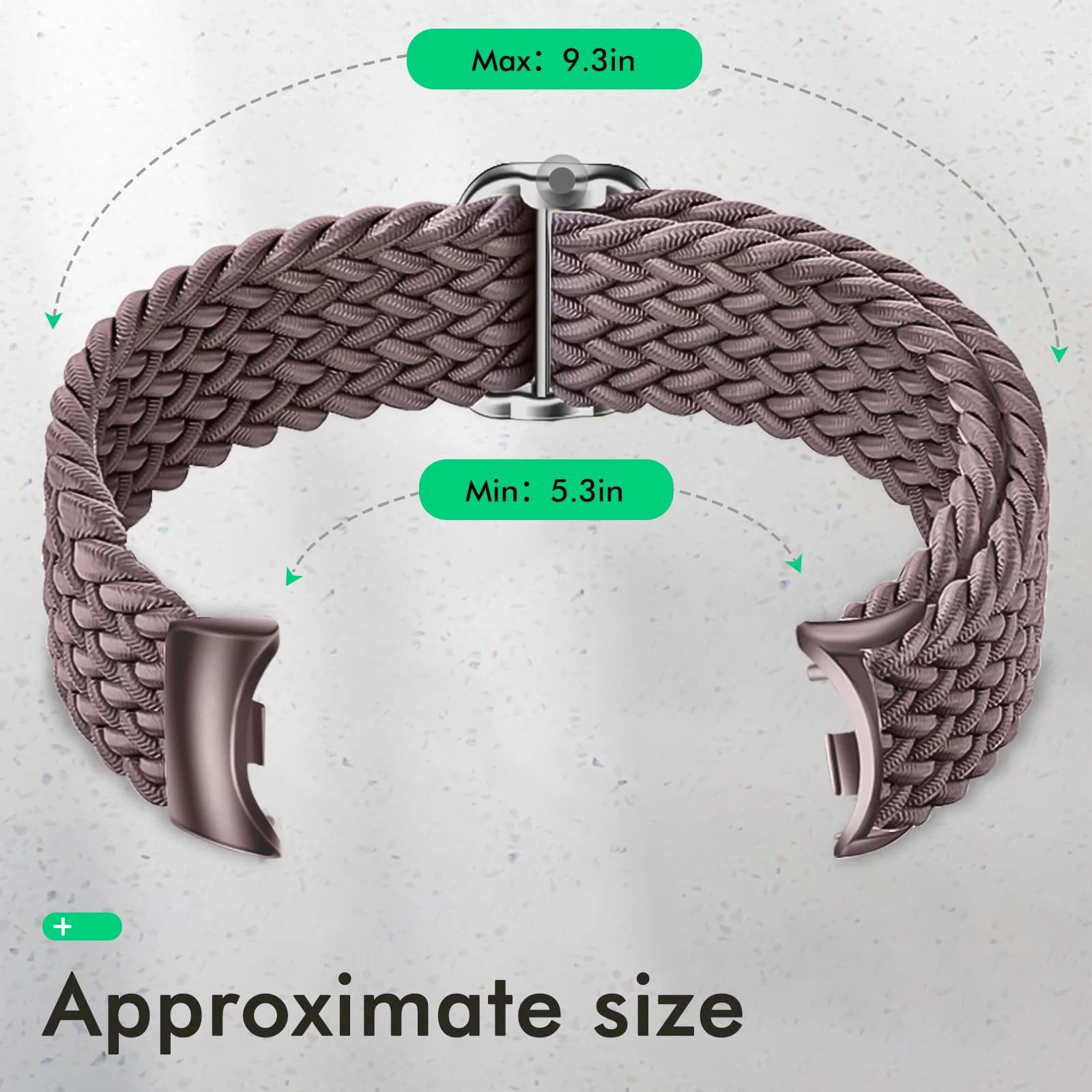 DL3 Mobilak Compatible with Xiaomi Mi Band 10/9/8 strap, Braided Solo Loop for Nylon Elastic Adjustable Replacement Wristband Compatible with Xiaomi Smart Band 8/9/10 - Smoke Violet