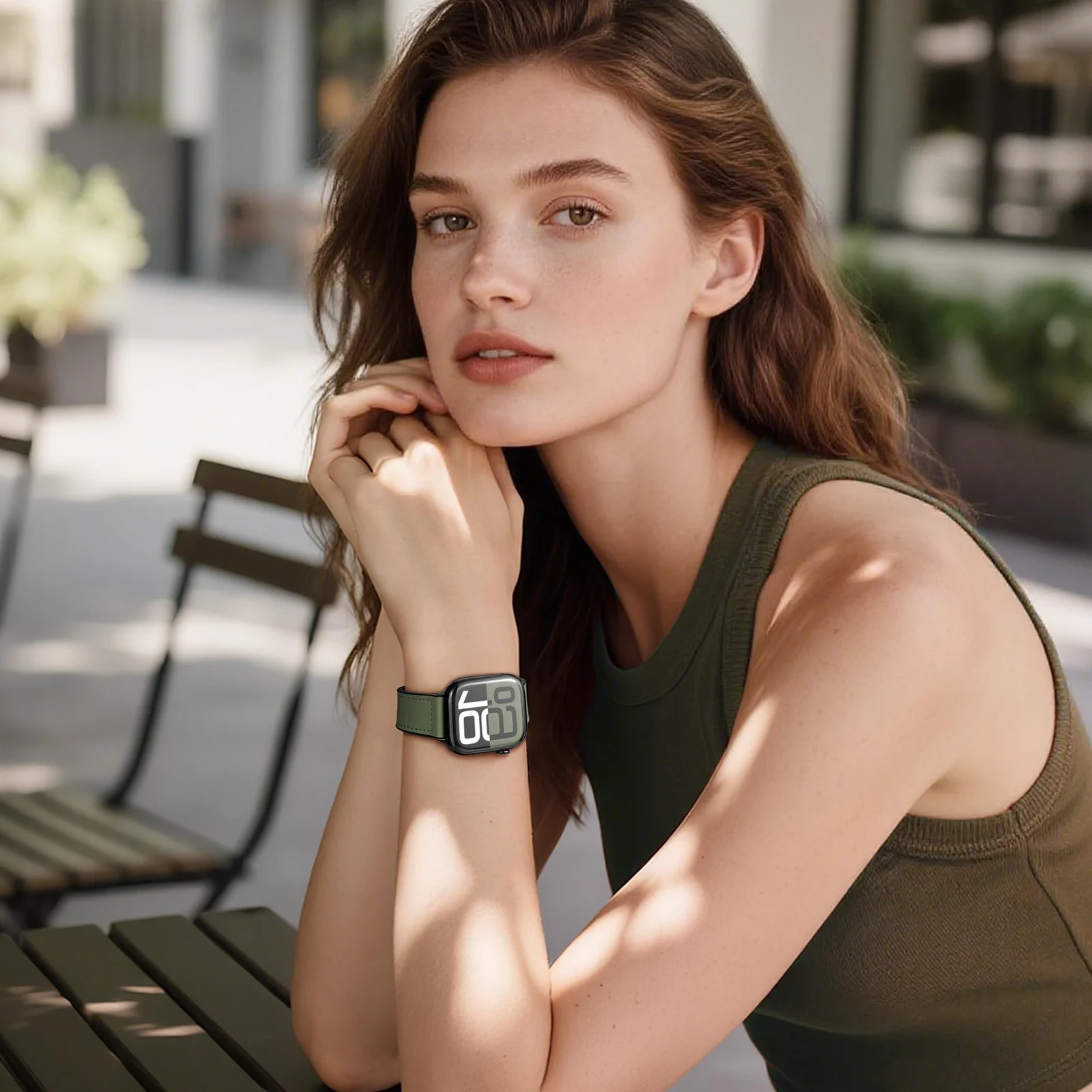 DL3 Mobilak Compatible with Huawei Watch Fit 5 / Fit 5 Pro / Fit4 / 4 Pro/Fit 3 Strap for Women Men, Soft Flexible Leather Silicone Hybrid Sport Wristband Magnetic Buckle Bracelet Replacement Strap - Green