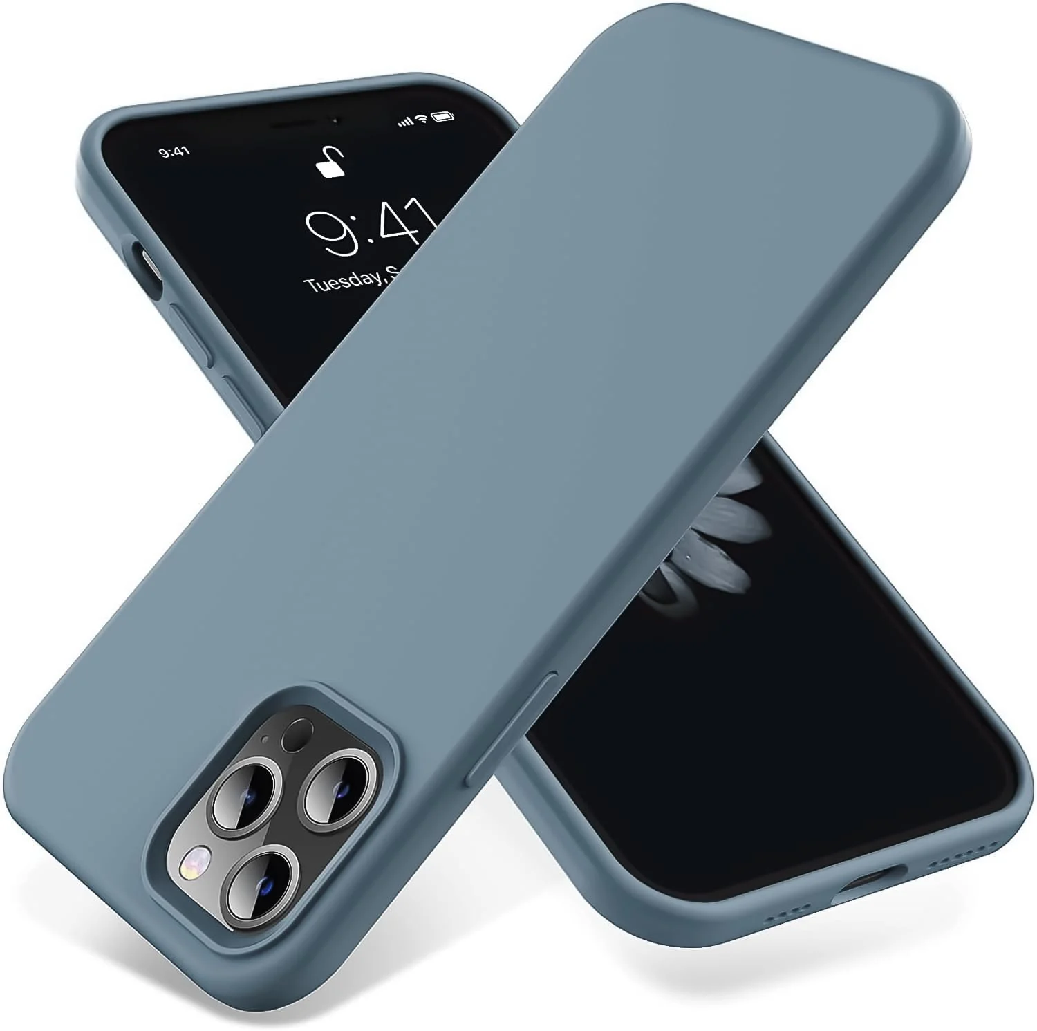 DL3 Mobilak Liquid Silicone Protective Case for iPhone 14 Pro (6.1 Inch) with Camera Protection and Microfiber Lining - Lavender Gray