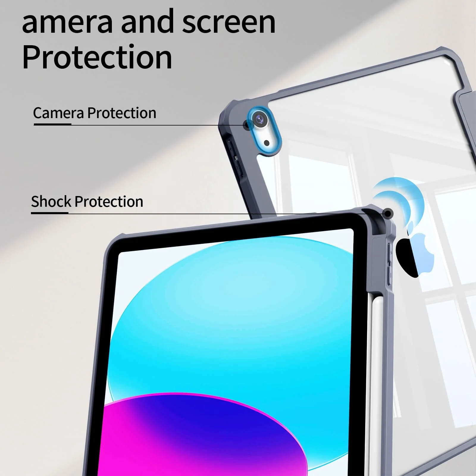 DL3 Mobilak Case Compatible with iPad (A16) 11th Generation 11 Inch (2025), iPad 10th Generation 10.9 Inch (2022), Clear Shockproof Back Cover Built-in Pencil Holder, Auto Sleep/Wake - Lavnder Purple