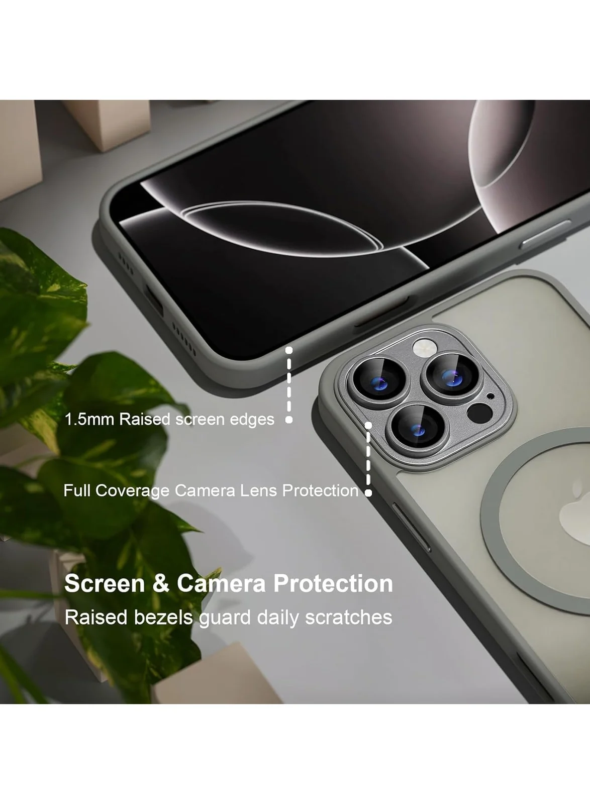DL3 Mobilak Translucent Matte Case for iPhone 14 Pro, Compatible with MagSafe accessories, Supports wireless charging, Camera protection - Gray