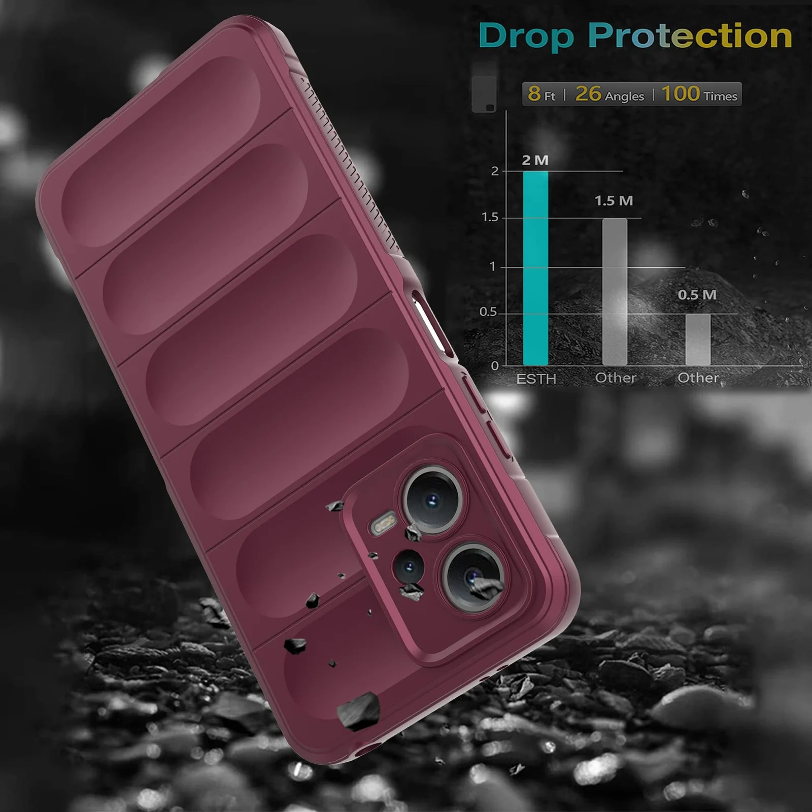 DL3 Mobilak Silicone Case for Xiaomi Redmi Note 12 5G / Poco X5 5G Heavy Duty Protective [Slim Fit] Shockproof Soft Flexible Protective Design TPU Cover With Camera Protection - Wine Red