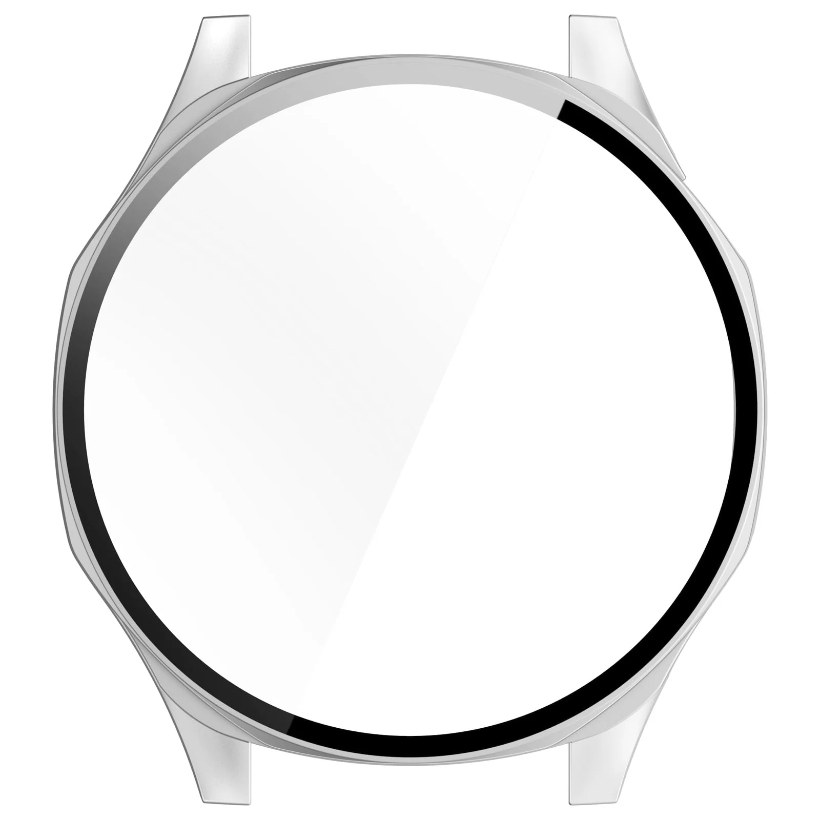 DL3 Mobilak Case with Screen Protector for Huawei Watch GT4 46 mm, Bumper Full Coverage Hard PC Overall Protective Cover, Built-in Tempered Glass Film High Sensitivity For Huawei GT 4 46mm - Silver
