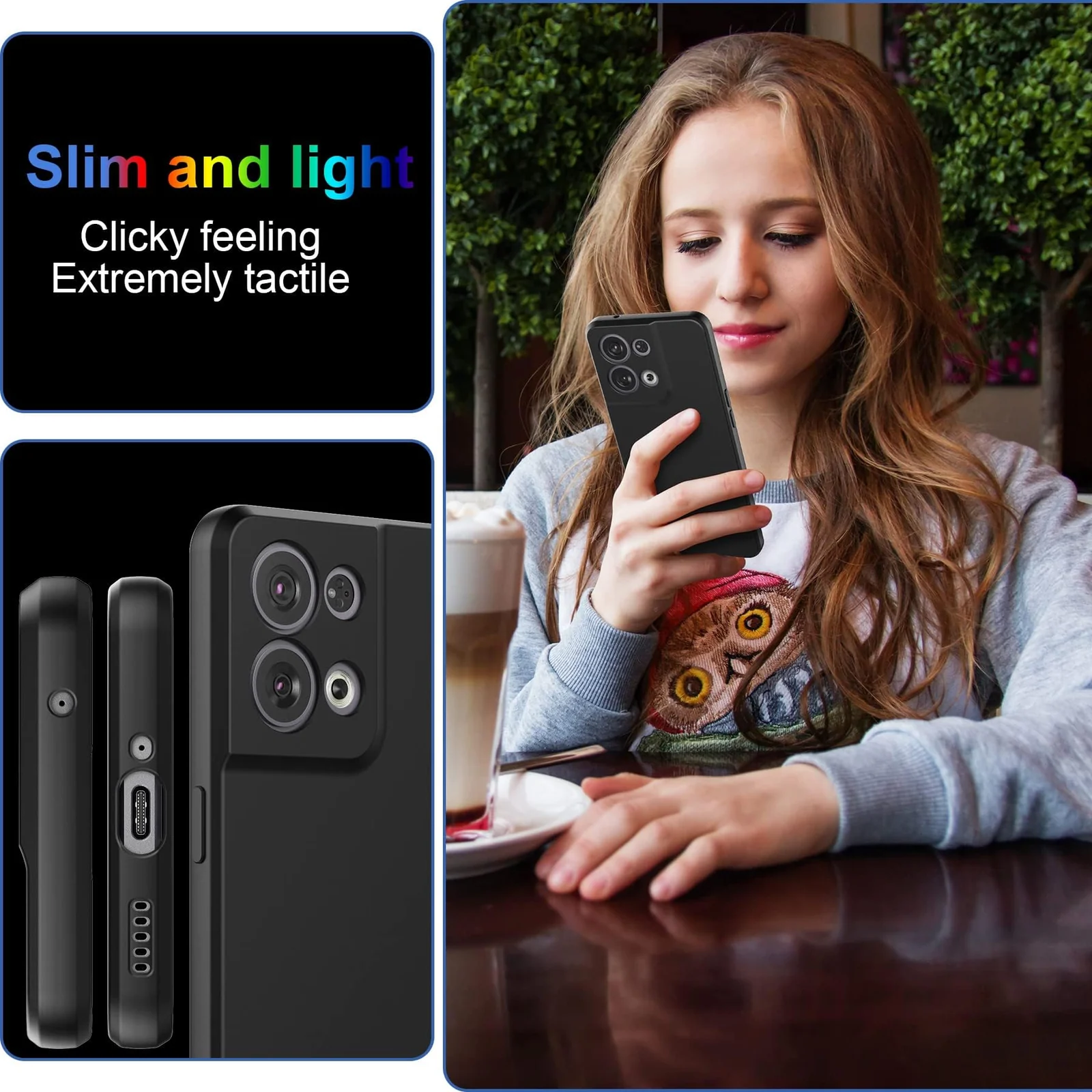 DL3 Mobilak Compatible with OPPO Reno 8 Pro 5G / Reno8 Pro+ Plus 5G Case, Liquid Silicone Case, Full Body Camera Protective Cover, Shockproof, Slim Phone Case, Soft Microfiber Lining - Black