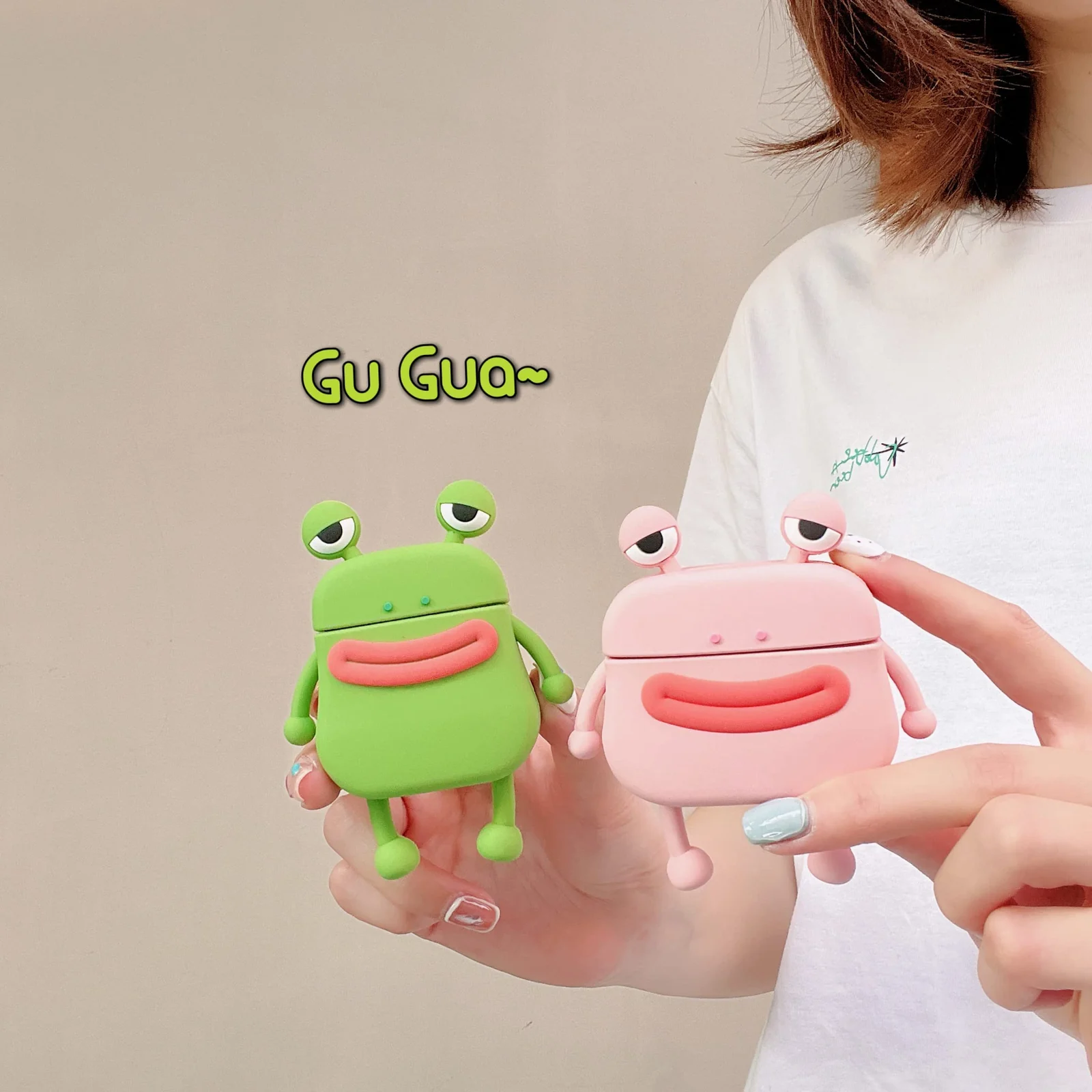 DL3 Mobilak Compatible with AirPods Pro 2/1 Gen Case Soft Silicone Shockproof Cover for Apple iPod Pro 2nd/1st Generation, New 3D Cute Cartoon Creative Fun Case with Keychain Design - Frog Pink