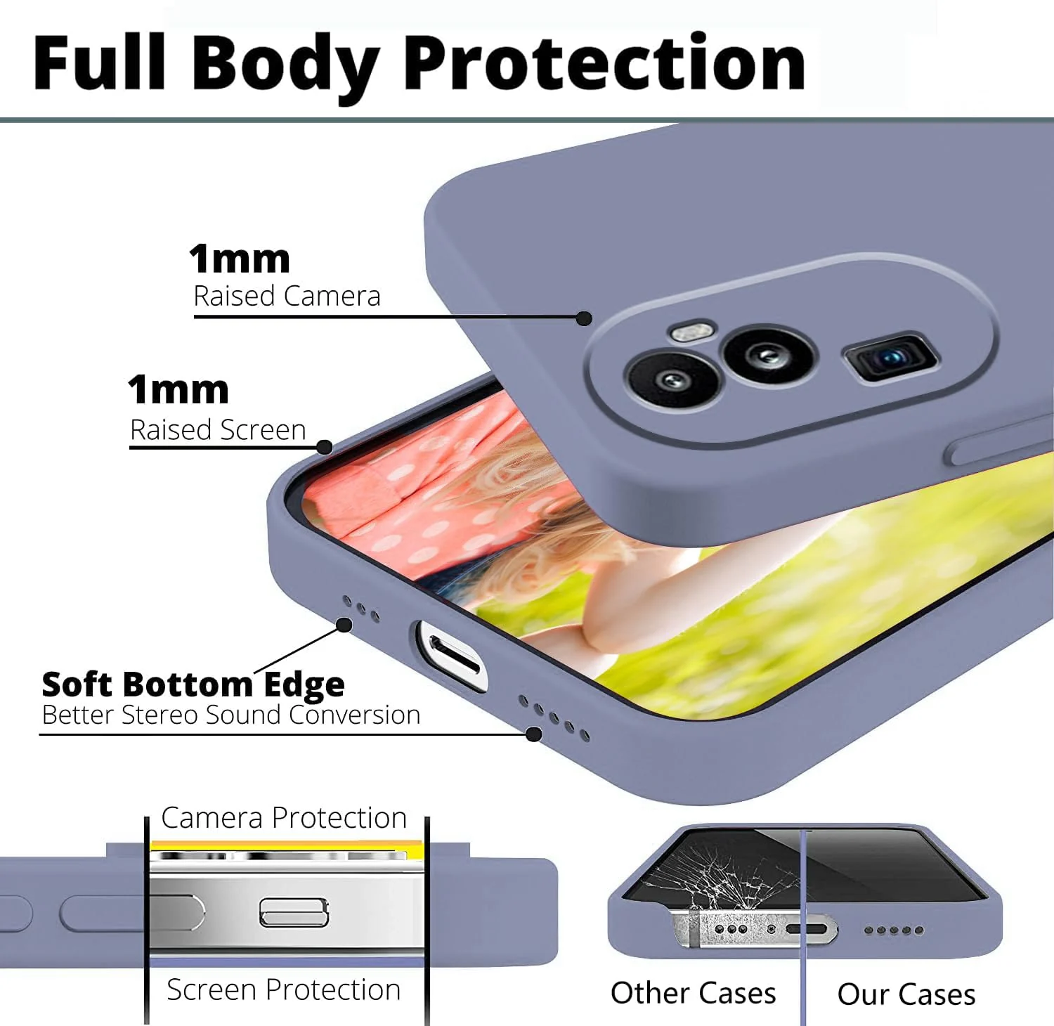 DL3 Mobilak Liquid Silicone Case for OPPO Reno 10 Pro + Plus 5G, Shock-absorbing protection, Scratch-resistant surface, Soft microfiber lining - Lavender Gray