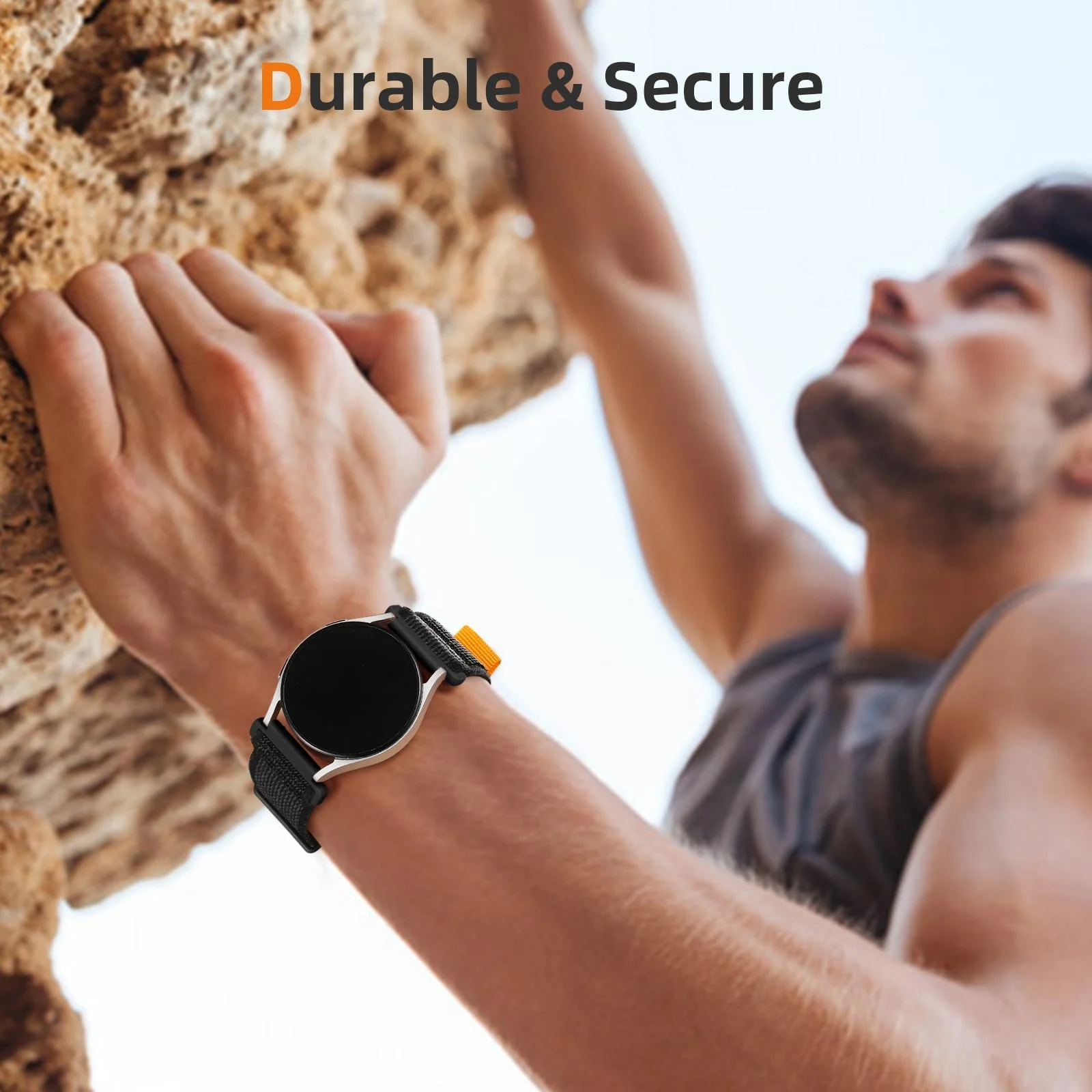 DL3 MOBILAK Alpine Loop Bands Sport Nylon 20MM Compatible with Samsung Gear Sport/Watch 6/5/4/Watch 6 Classic 43mm 47mm/5 Pro 45mm/S2 classic/active 2 40mm 44mm/Amazfit GTS 2/2e/3/3 - Trail Black