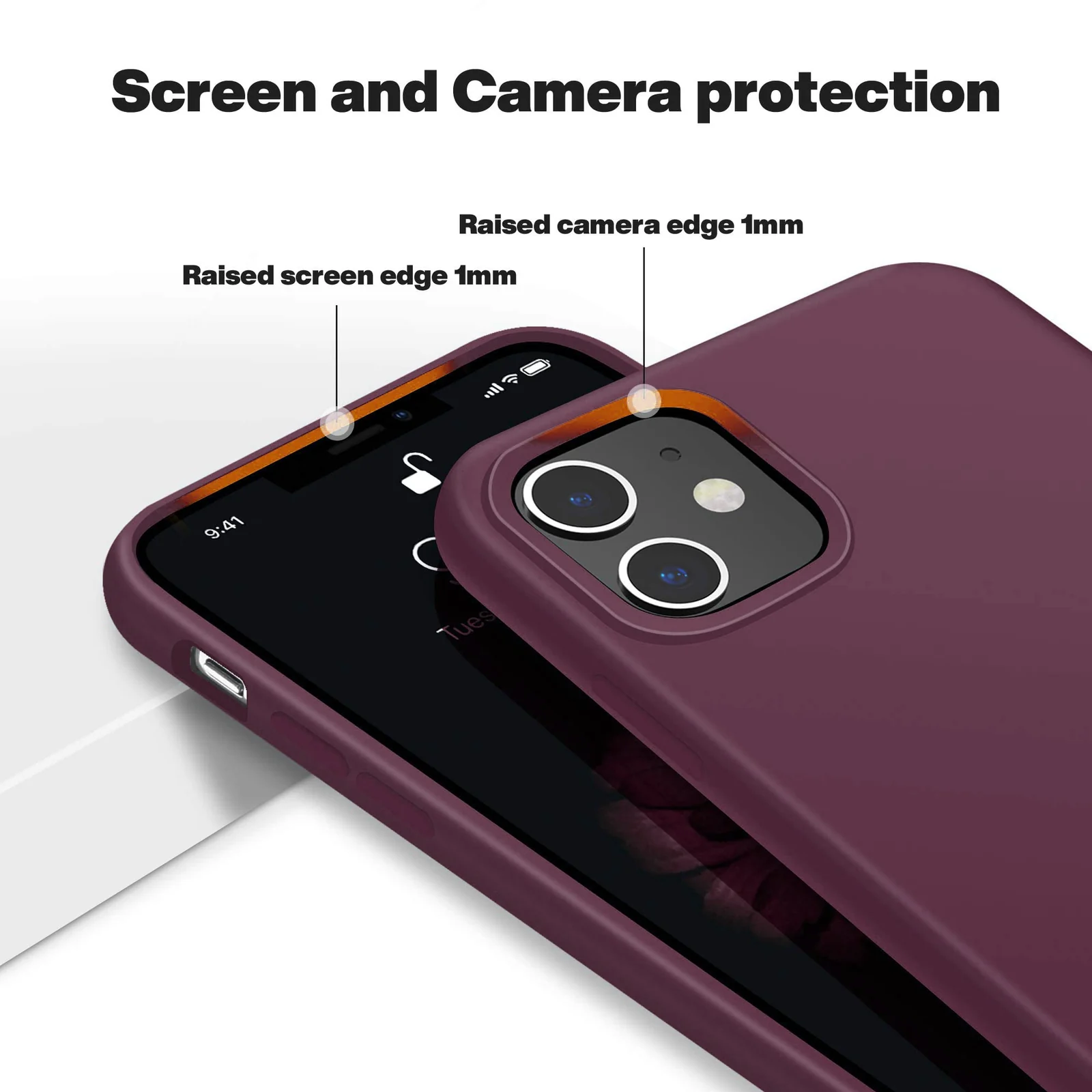 DL3 Mobilak Liquid Silicone Case for iPhone 11 (6.1 Inch), Shock-absorbing protection, Scratch-resistant surface, Soft microfiber lining - Wine Red