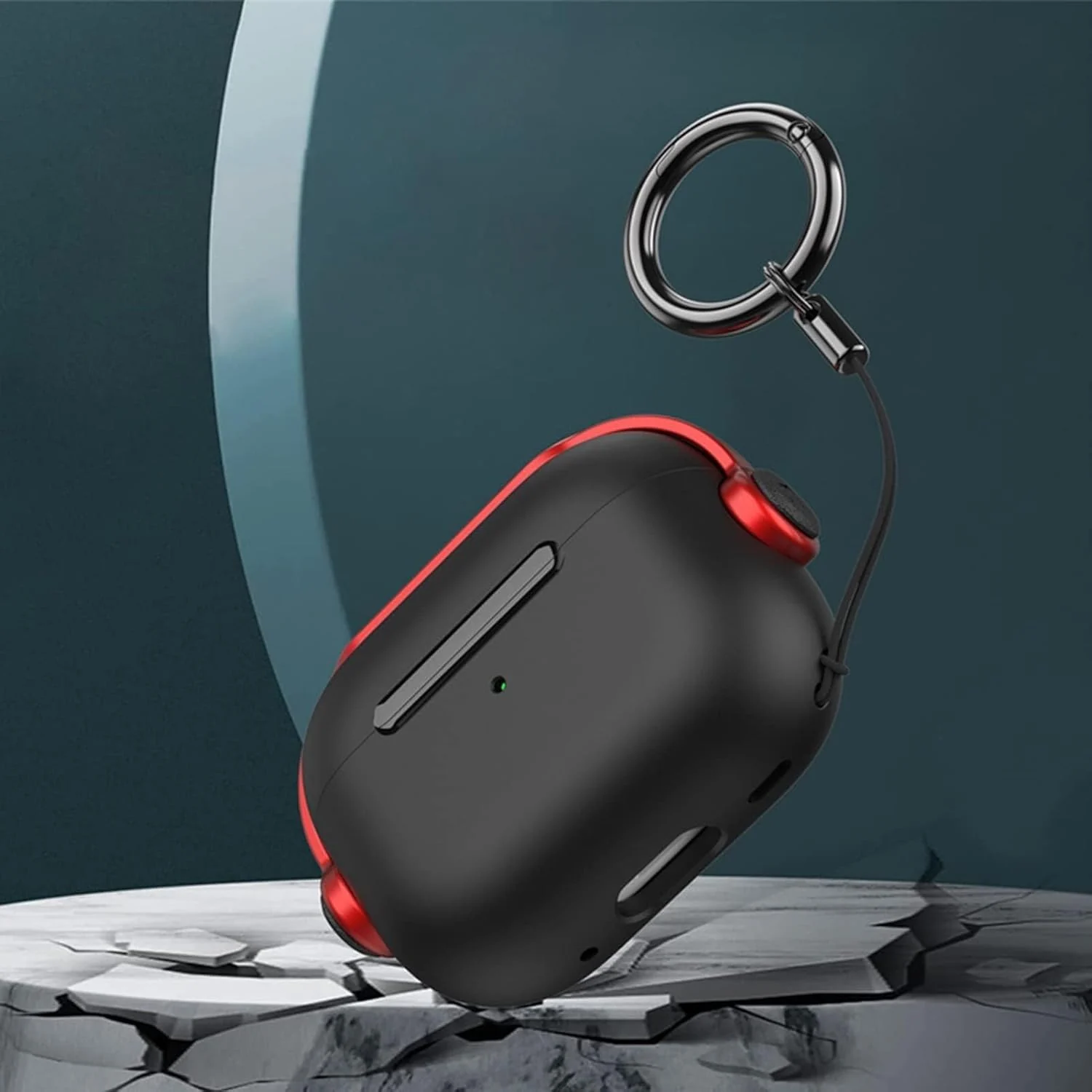DL3 Mobilak Case for AirPods Pro 3 (2025) Protective [With Closure Lid] [Front LED Visible] [With Wrist Strap] Skin Case Compatible with (2025) AirPods Pro 3 - Black Red