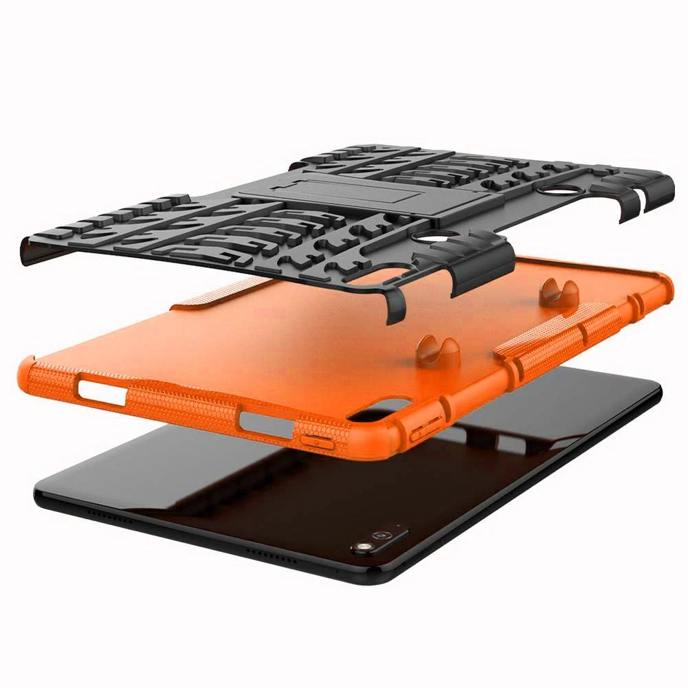 DL3 Mobilak Case For Huawei Matepad 10.4 Inch 2022/2020 tablet, Hybrid Rugged Armor Heavy Duty 2 in 1 TPU + PC Combo Dual Layer Shockproof Case with Kickstand - Orange