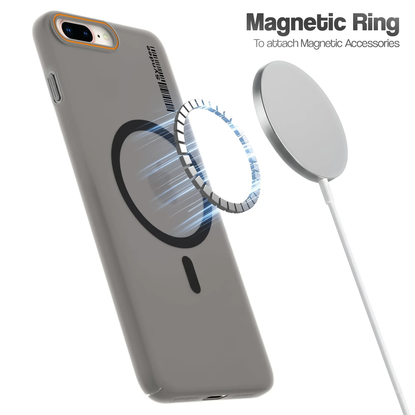 DL3 Mobilak Matte MagSafe-Compatible Magnetic Case for iPhone 7 Plus / iPhone 8 Plus with Camera Protection and Ring Holder - Black