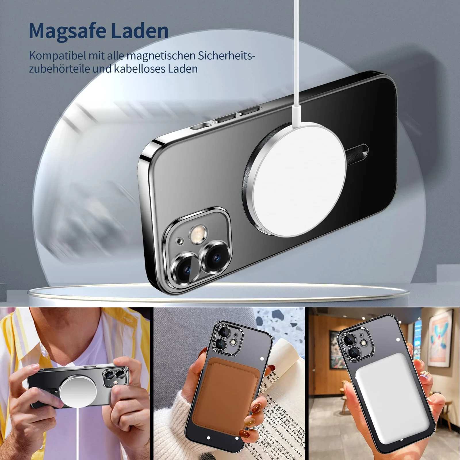 DL3 Mobilak Clear MagSafe-Compatible Magnetic Case for iPhone 11 with Camera Protection - Black