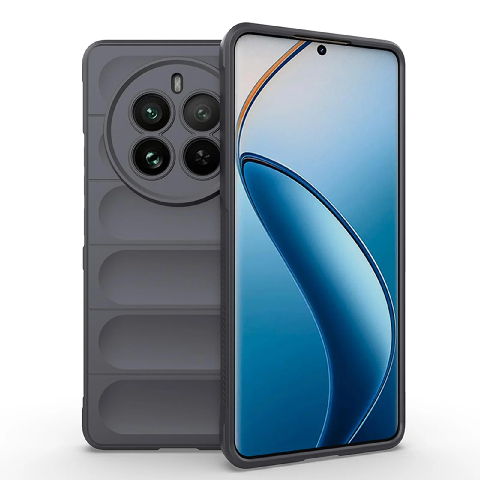 DL3 Mobilak Silicone Case for realme 12 Pro/realme 12 Pro Plus Heavy Duty Protective [Slim Fit] Shockproof Soft Flexible Protective Design Shock- TPU Cover With Camera Protection - Dark Gray