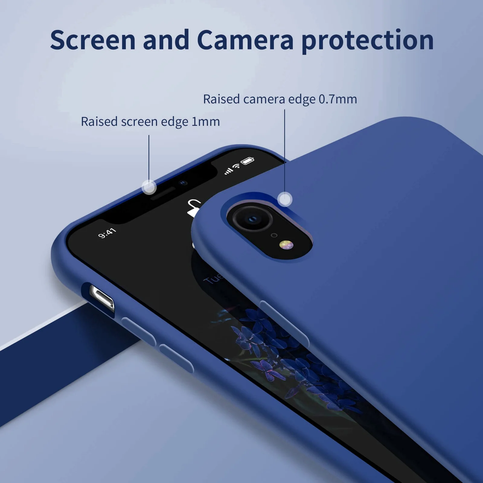 DL3 Mobilak Liquid Silicone Protective Case with Soft Microfiber Lining for iPhone XR - Royal Blue