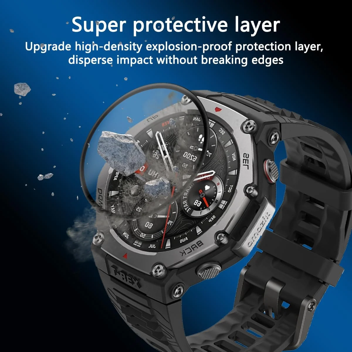 DL3 Mobilak Screen Protector For Amazfit T-Rex 3, 3D Curved Soft Edge Protective Film [Anti-Scratch] [Bubble Free] [Ultra Shatterproof] [High Sensitive] (Not Glass) - Black