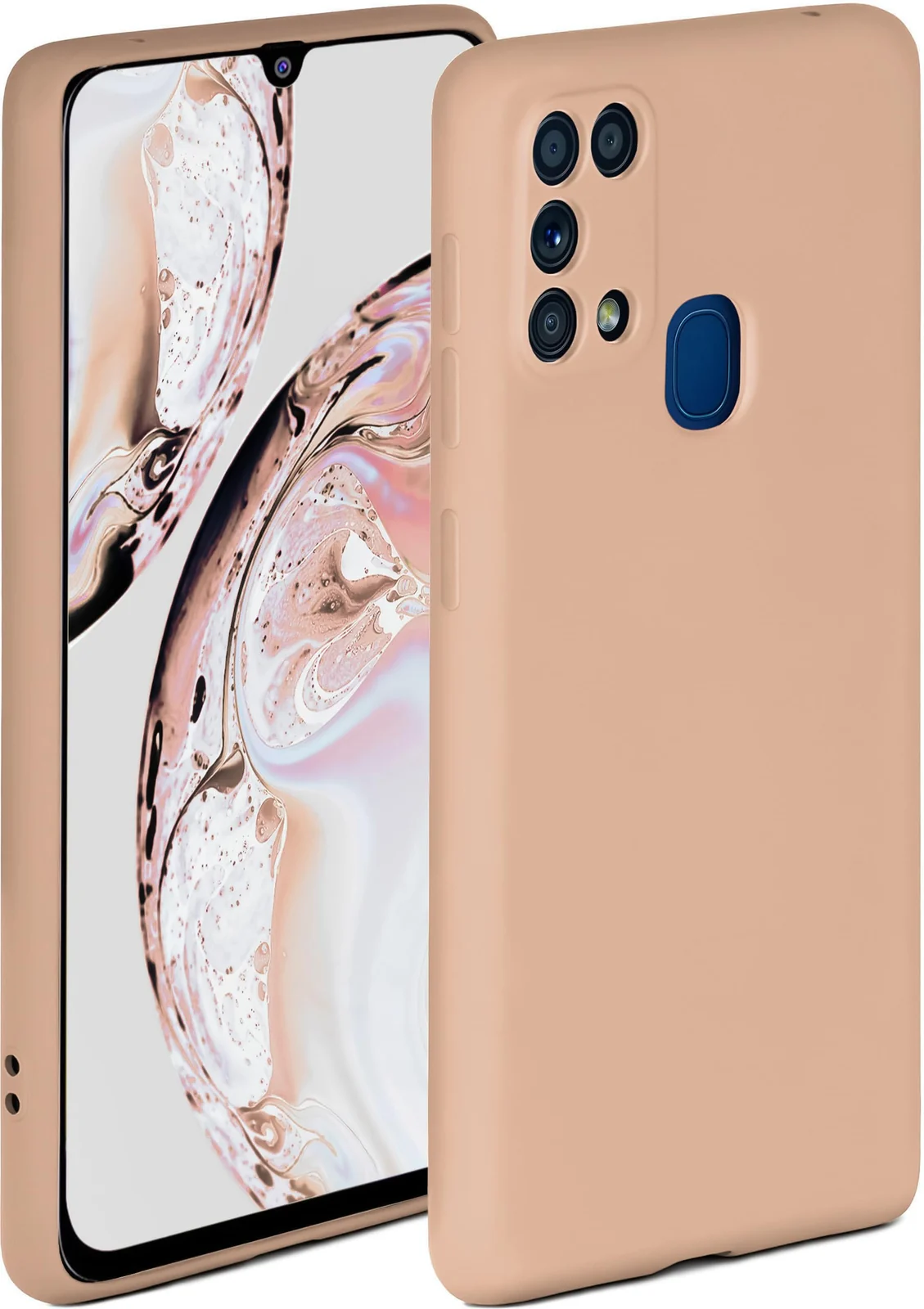 DL3 Mobilak Silicone Protective Case for Samsung Galaxy M31, Shock-absorbing protection, Scratch-resistant surface, Soft microfiber lining - Light Orange