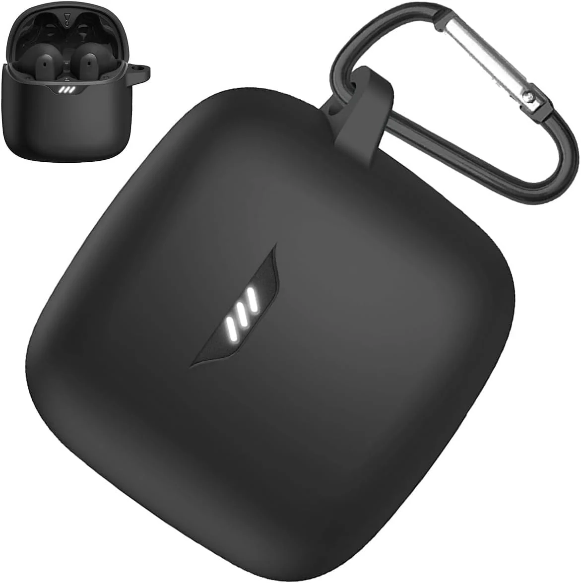 DL3 Mobilak Silicone Case Compatible with JBL Tune Flex Earbuds, Soft Silicone Protective Case Cover, Shockproof Sleeve with Carabiner For JBL Tune Flex - Black