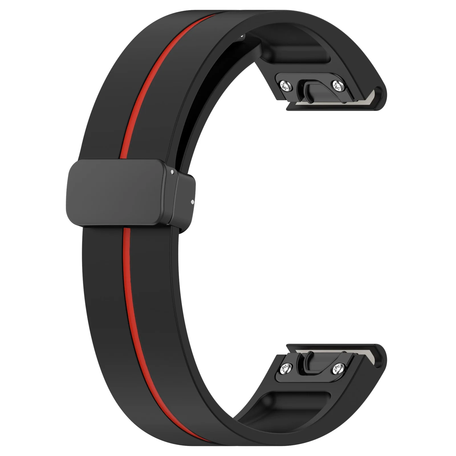 DL3 Mobilak Strap Silicone Magnetic Buckle 20MM For Samsung Gear Sport/Watch 6/5/4/5 Pro 45mm/S2 classic/active 2 40mm 44mm/Amazfit GTS 2/2e/GTS 3/3 Pro/GTS 4/GTS 2 Mini/3 Mini/4 Mini/Bip 3/Bip 3 Pro - Black Red