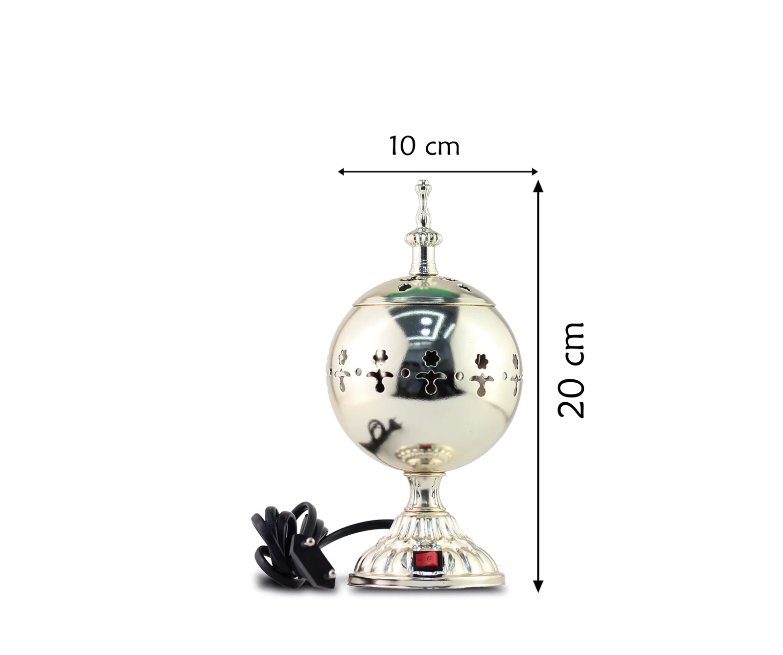 Mobigon Arabian Electric Incense Burners metal Vintage Arabic Burner, Middle Eastern Incense Holder- Electric Incense Burner Bakhoor Suitable For Arabian Oud, Home, Hotel Decor - H. Silver
