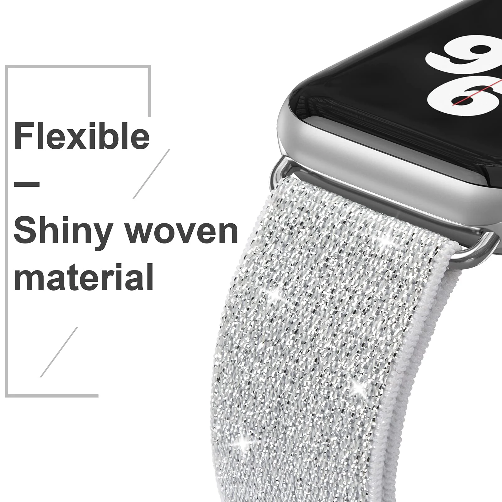 DL3 Mobilak Nylon Solo Loop Stretchy Straps For Apple Watch Band 49mm 45mm 44mm 42mm 41mm 40mm 38mm, Elastic Wristbands for Series 8 Ultra 7 6 5 4 3 2 1 Se (Silver, 38MM/40MM/41MM), unisex-adult - Black